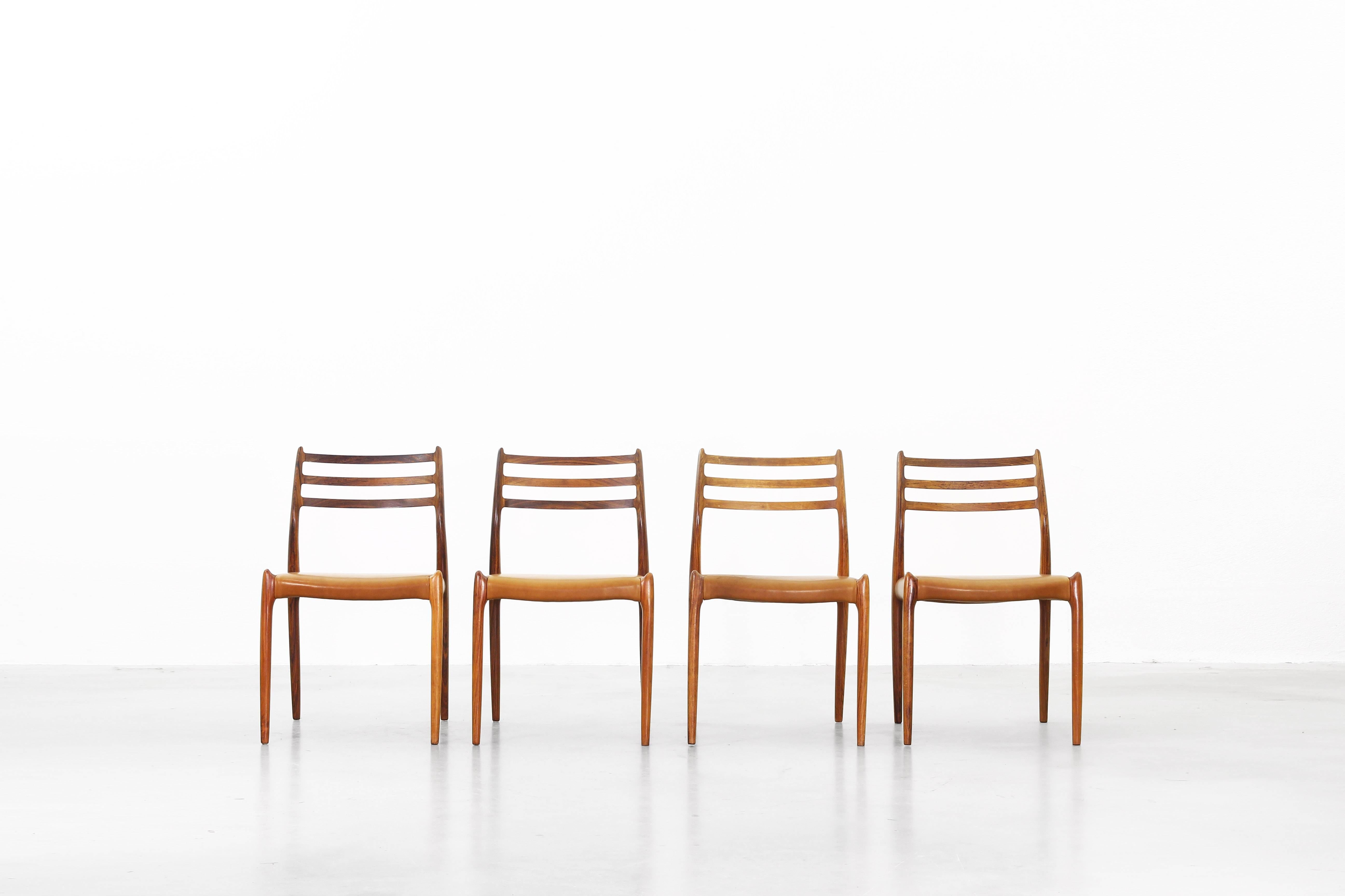 Danish Set of Four Old Niels Moller Møller Moeller Dining Chairs Mod. 78, Denmark