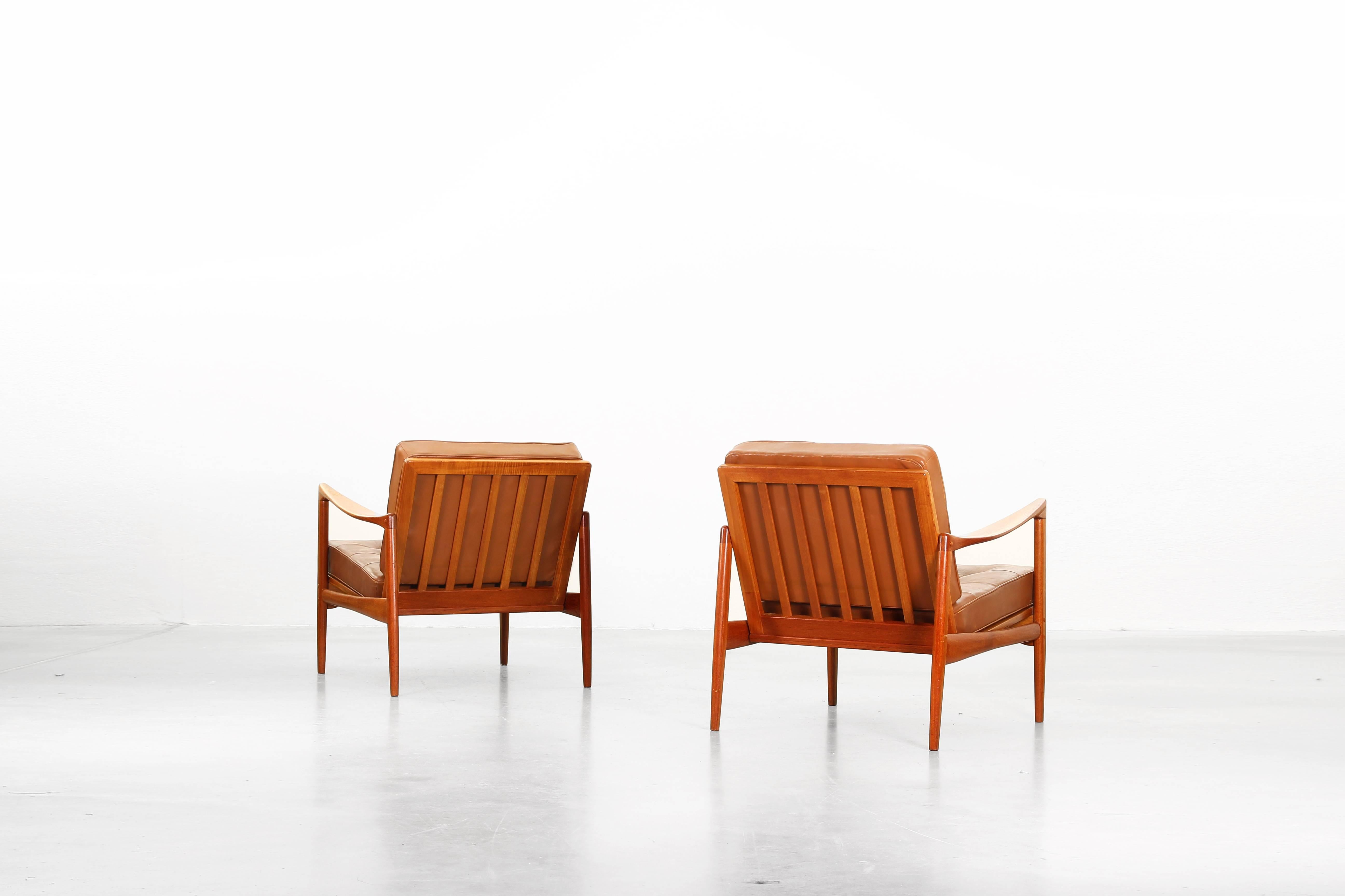Danish Beautiful Pair of Lounge Chairs by Ib Kofod Larsen for OPE Sweden