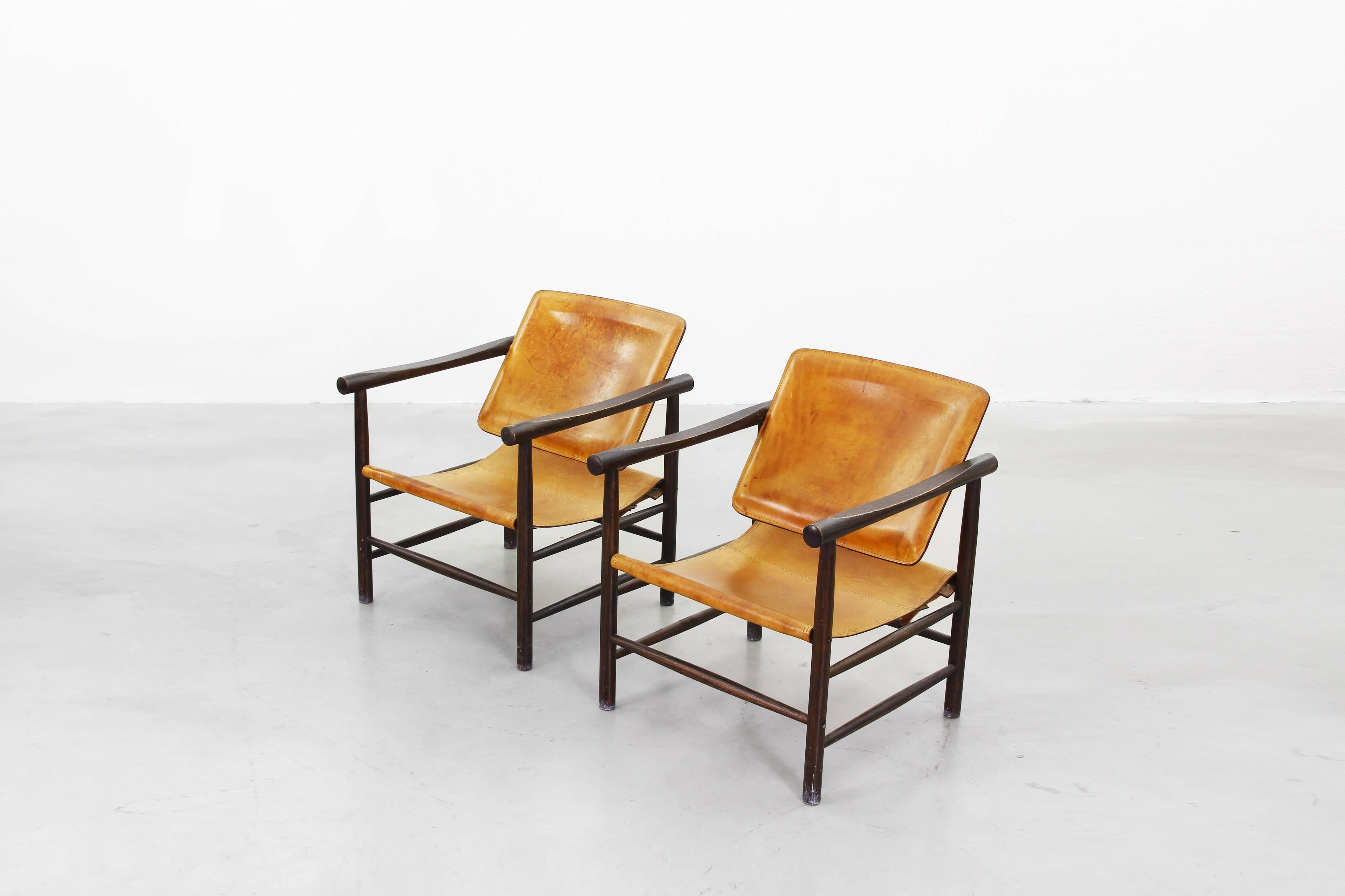 Rare Pair of Kai Lyngfeldt Larsen Safari Lounge Chairs for Soborg Denmark 2