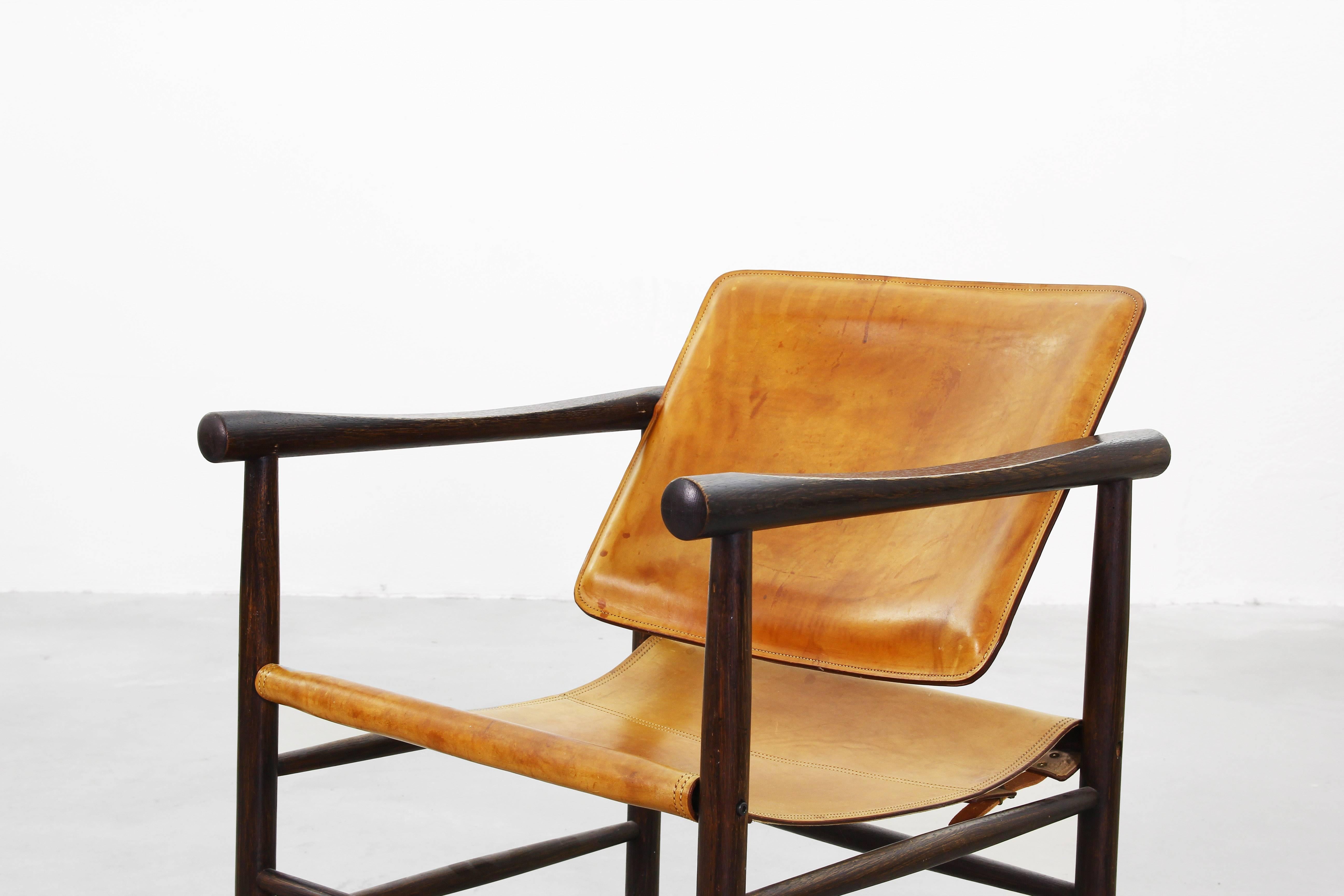 20th Century Rare Pair of Kai Lyngfeldt Larsen Safari Lounge Chairs for Soborg Denmark