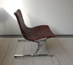 Pair of Ross Littell Leather and Chrome Chairs