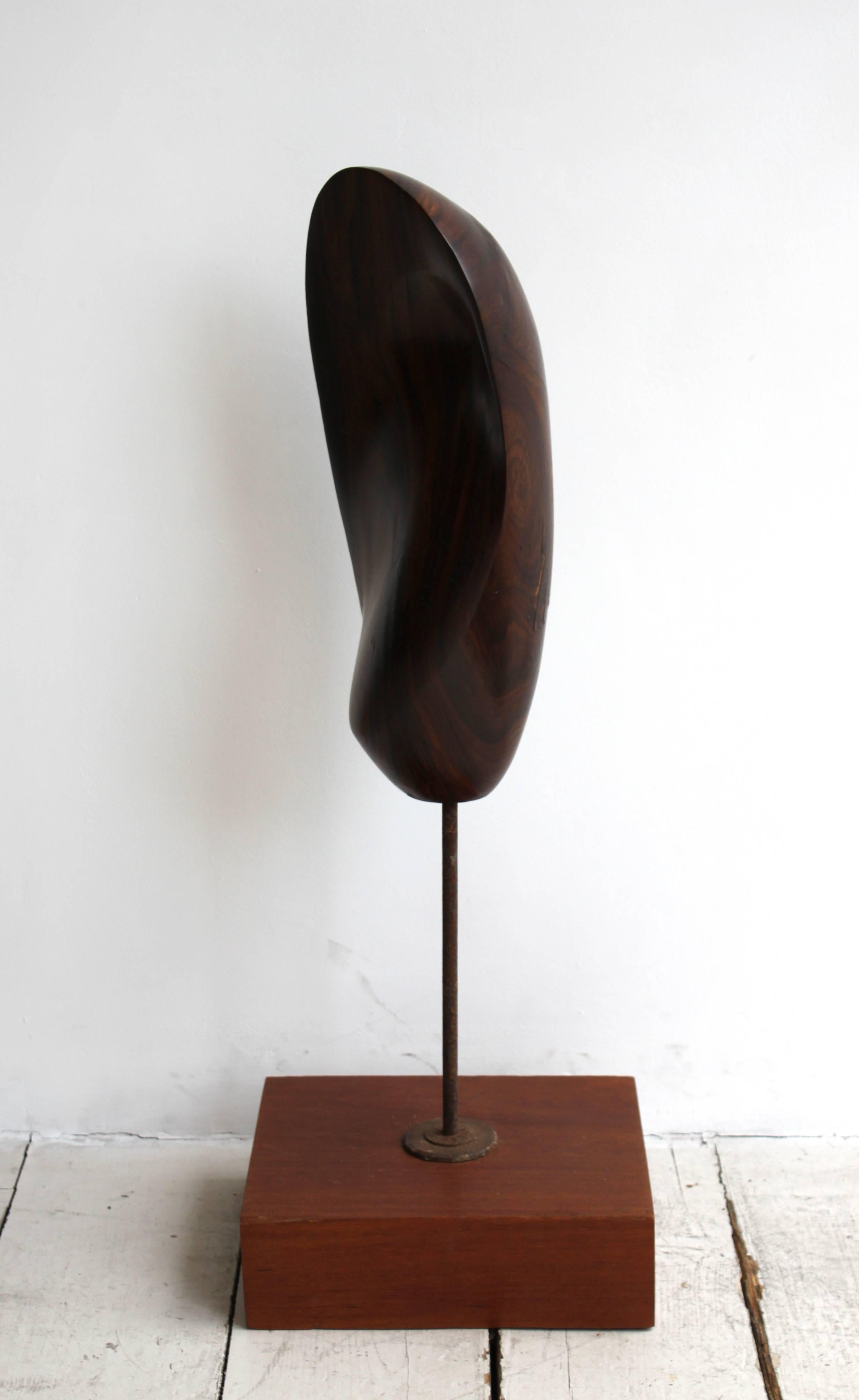 British Curved Wooden Sculpture by Bertram Eaton from 1960s For Sale
