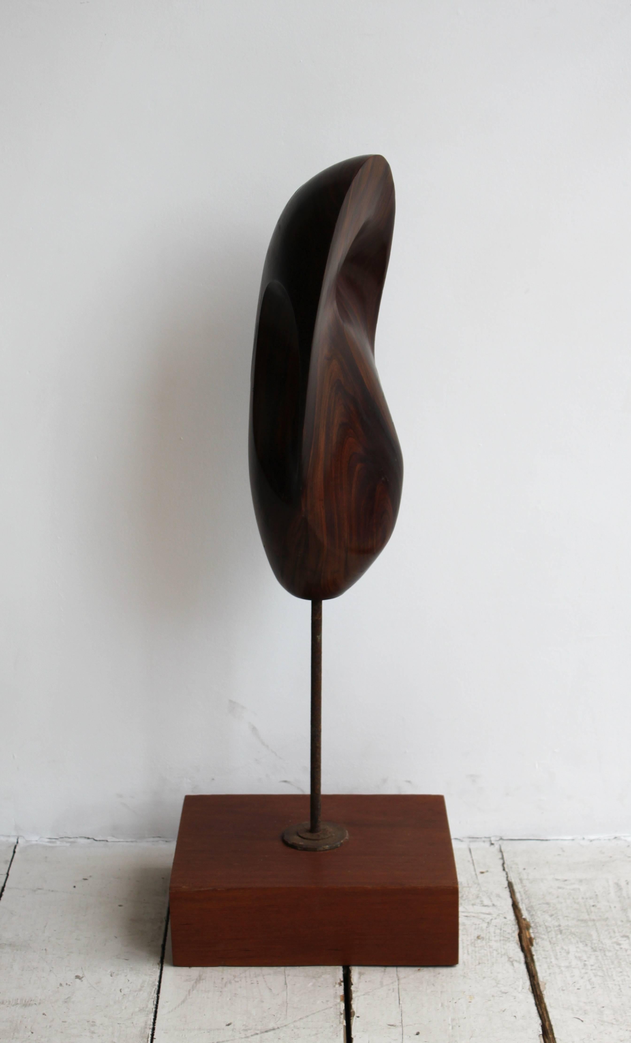 Carved Curved Wooden Sculpture by Bertram Eaton from 1960s For Sale
