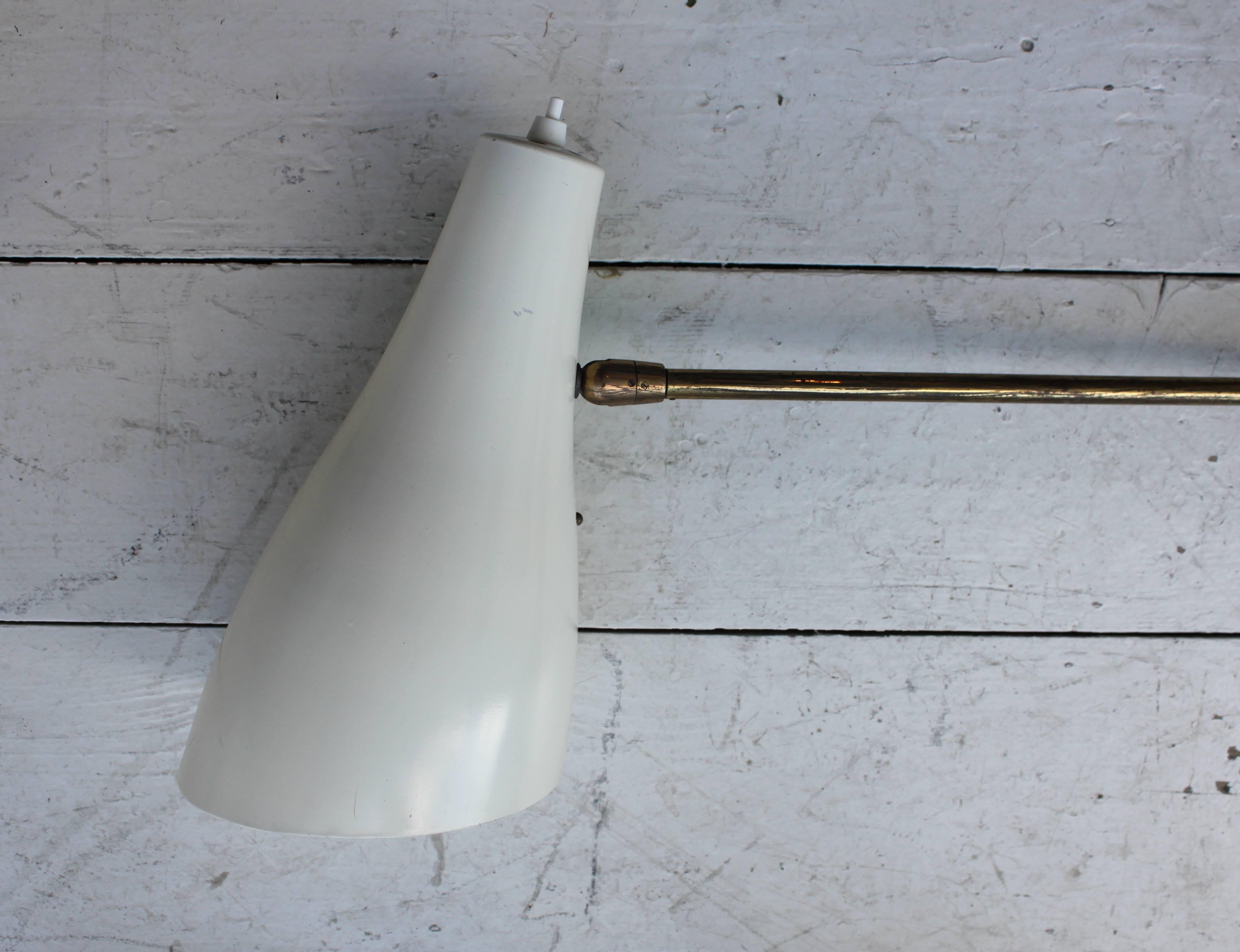 Mid-Century Modern Pair of Adjustable Brass Wall Lights from 1950s For Sale