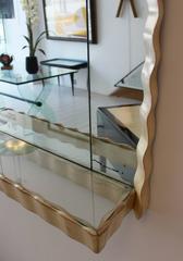 Parchment Mirror with Console by Valzania from 1940s