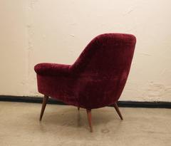 Pair of Burgundy Armchairs Italian, 1950s