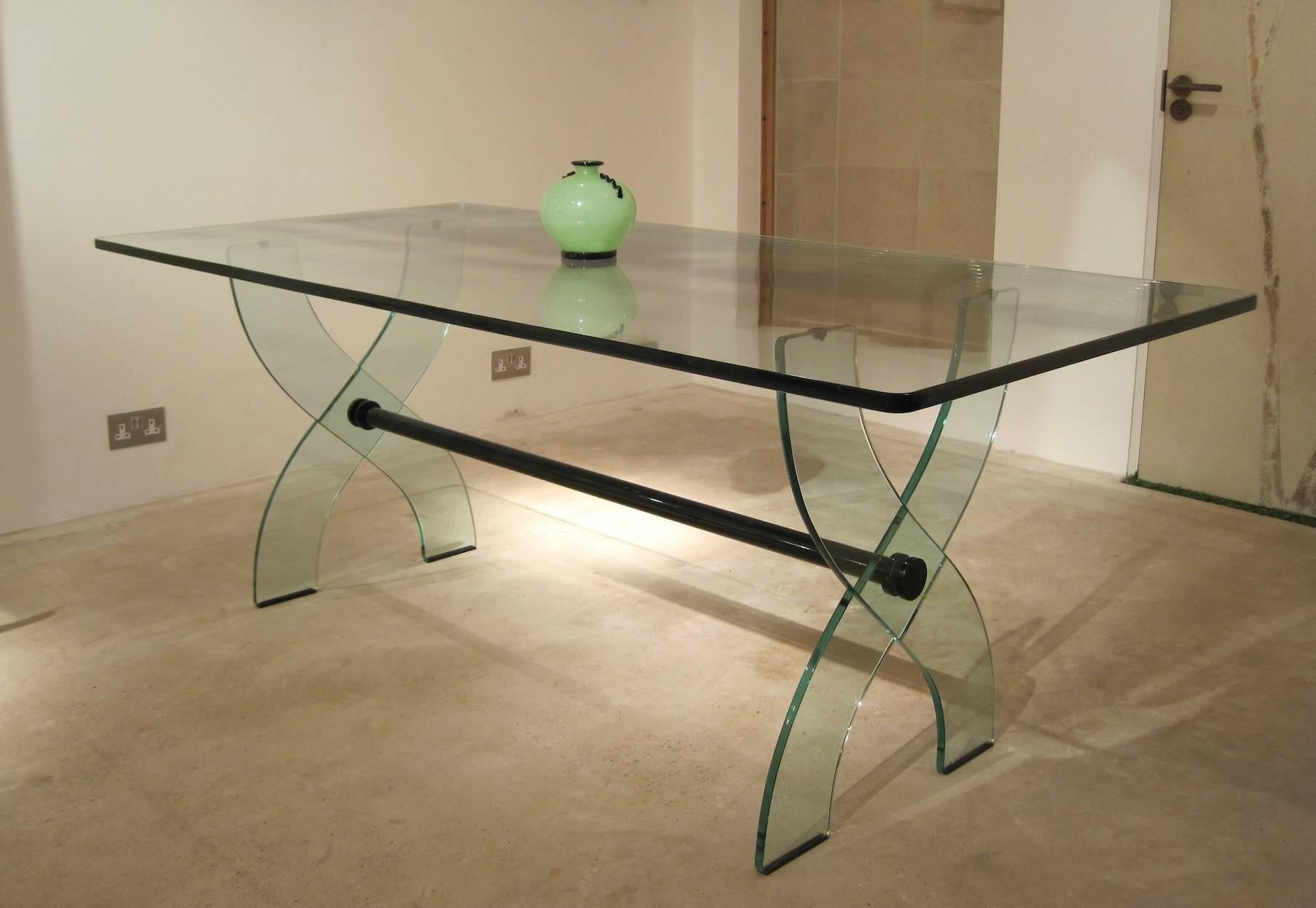 Mid-Century Modern Fontana Arte Glass Dining Table from 1950s For Sale