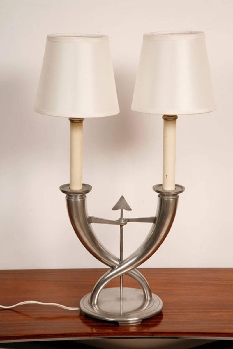 Early 20th Century Pair of Rare Gio Ponti Table Lamps for Christofle For Sale