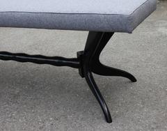 Pair of Black Lacquered Carved Base Benches from 1950s