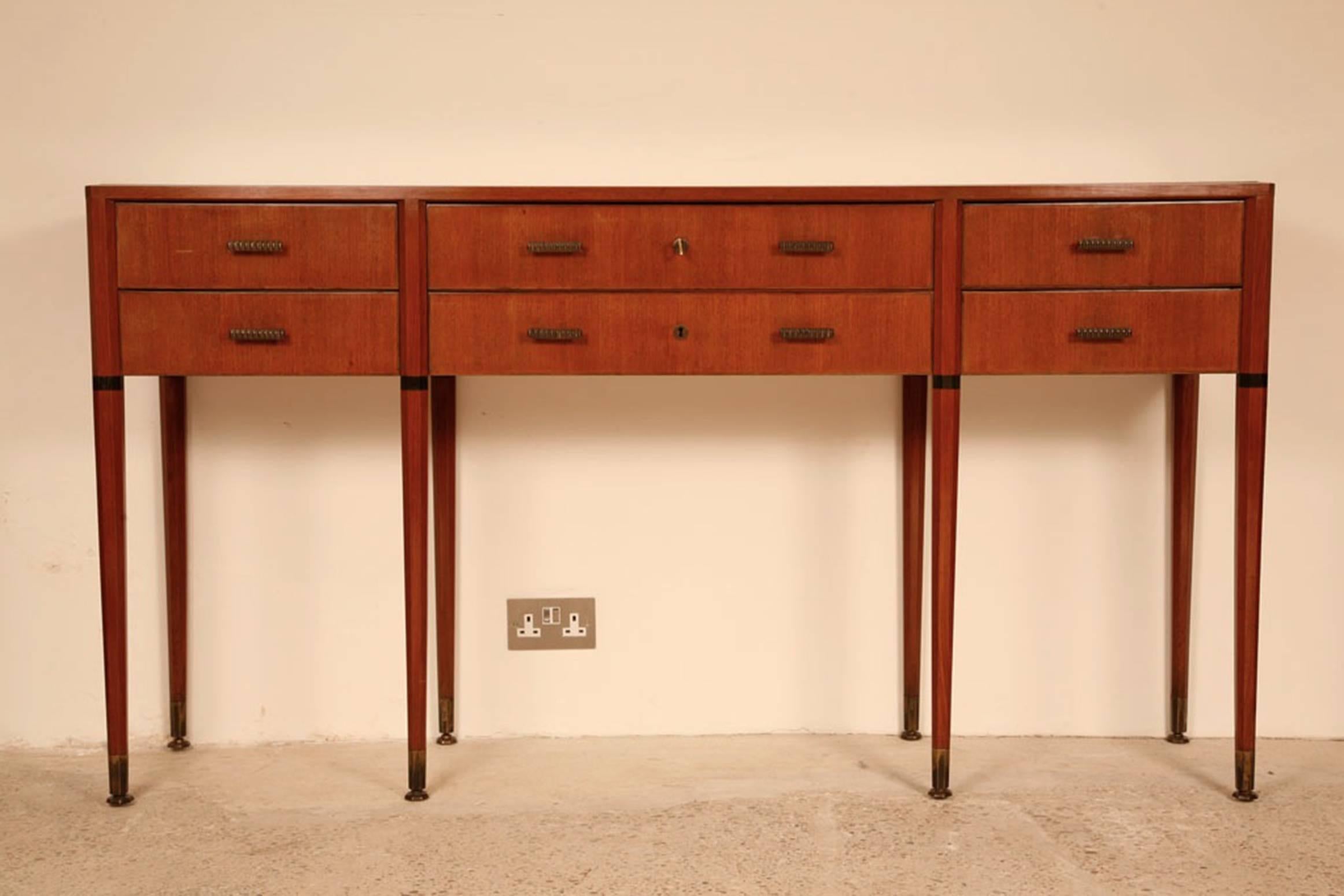 Paolo Buffa Six-Drawer Console with Marble Top For Sale 2