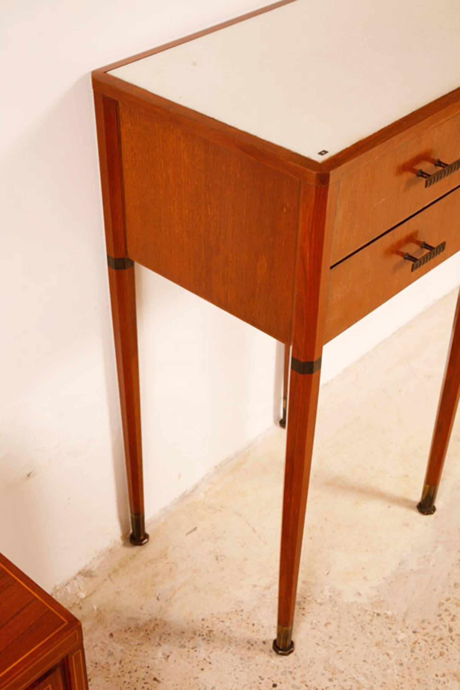 Italian Paolo Buffa Six-Drawer Console with Marble Top For Sale