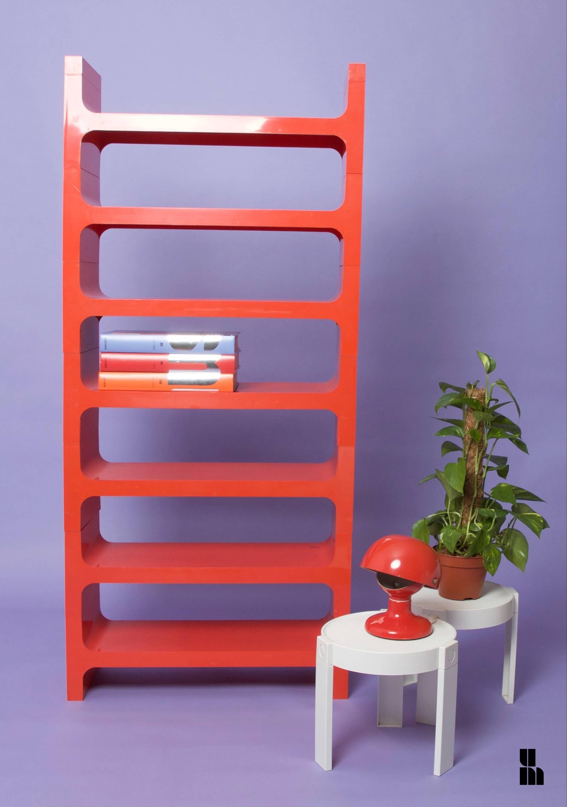 Modern 1970s, Jo Je Bins, Vardani Design, Red ABS Modular Bookcase