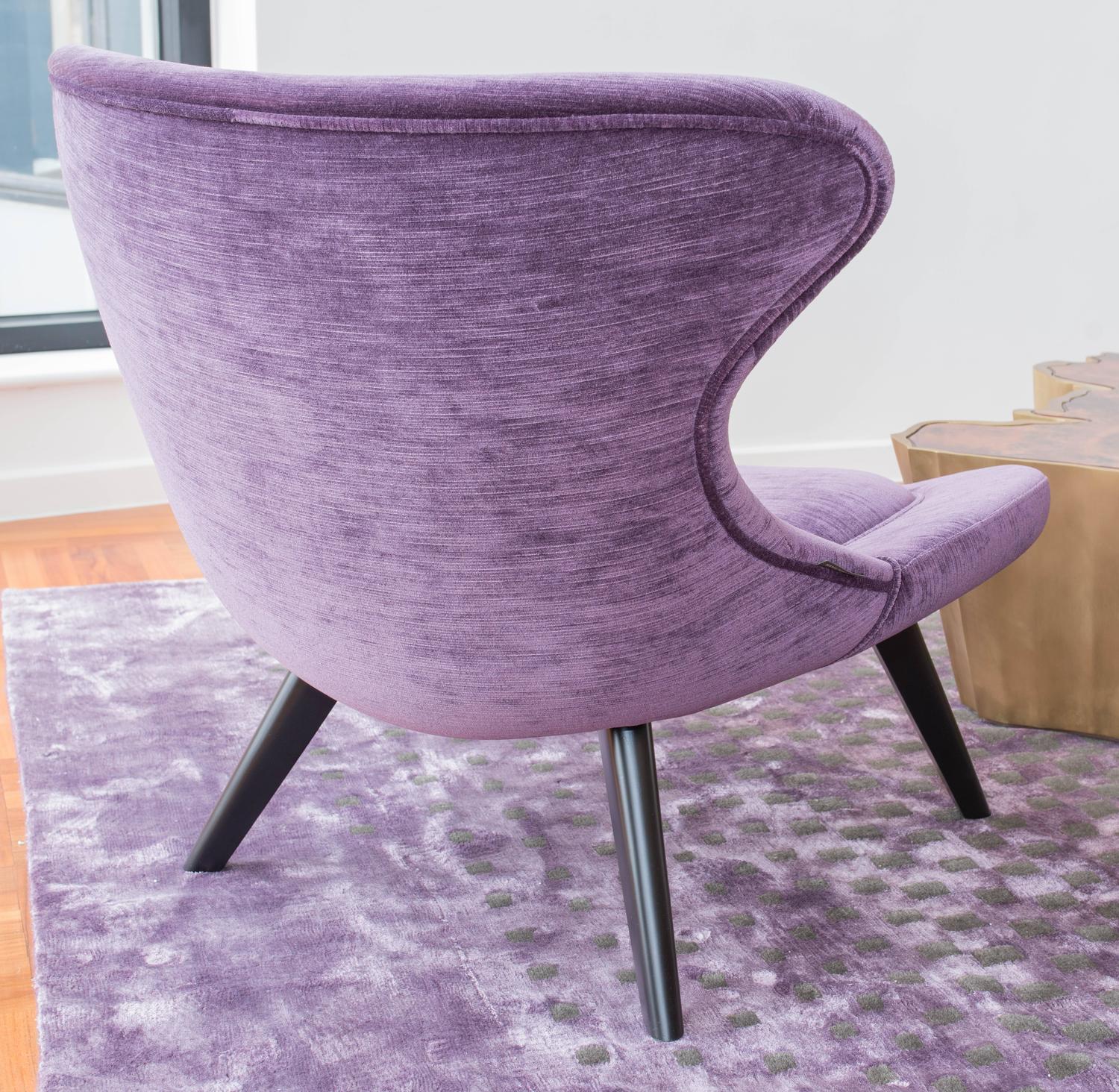 Retro Purple Velvet Armchair from France For Sale at 1stdibs