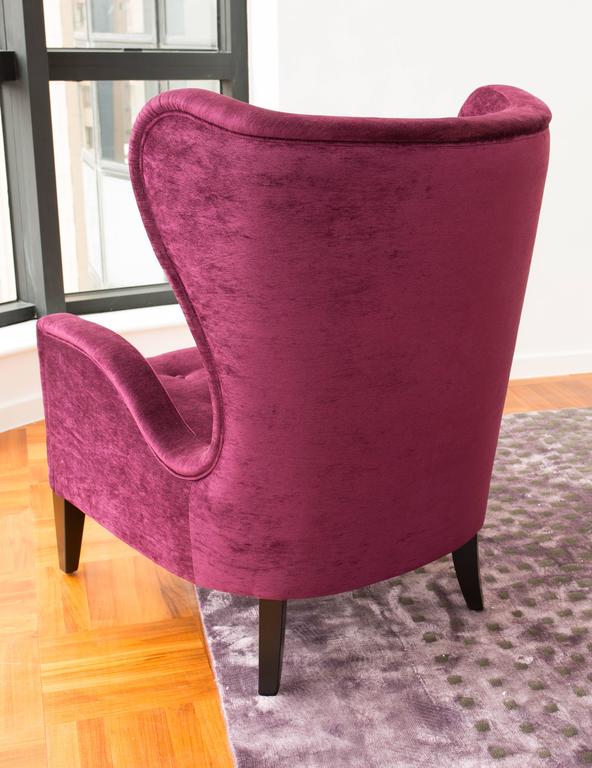 Contemporary French Wingback velvet pink Armchair at 1stDibs