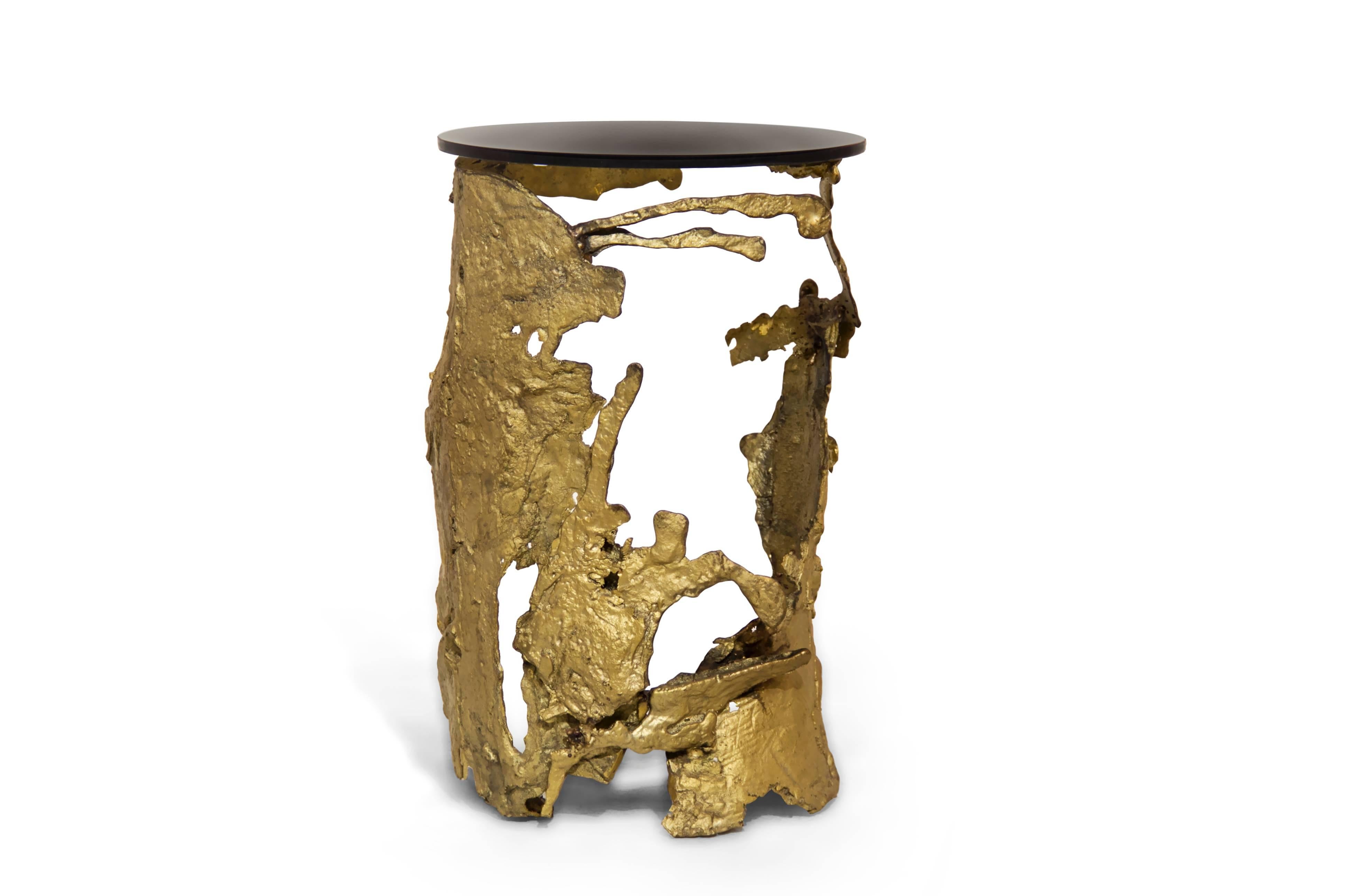 Modern Cast Brass Organic Side Table For Sale