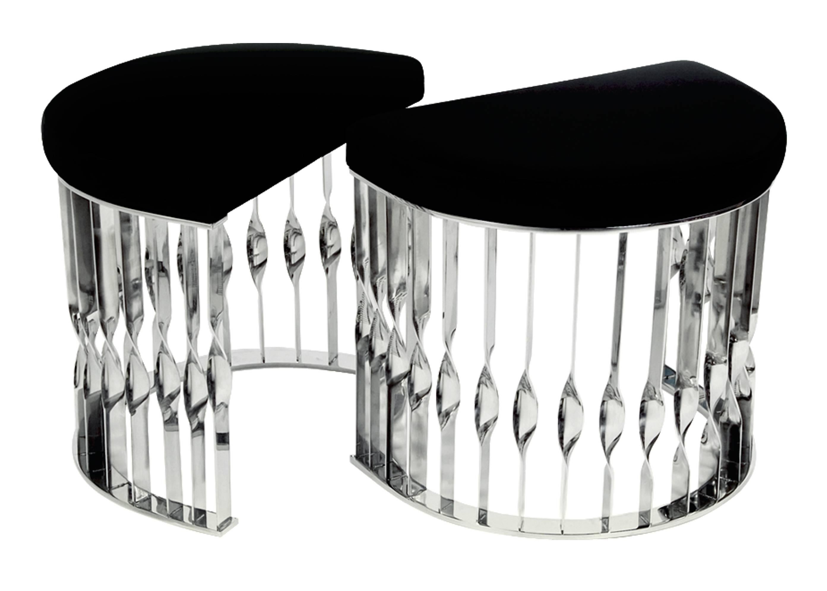 Modern Stainless Steel and Black Velvet Koket Stool from Europe In Excellent Condition For Sale In Sydney, NSW