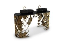 Koi Brass and Black Marble Double Washbasin by Maison Valentina from Europe