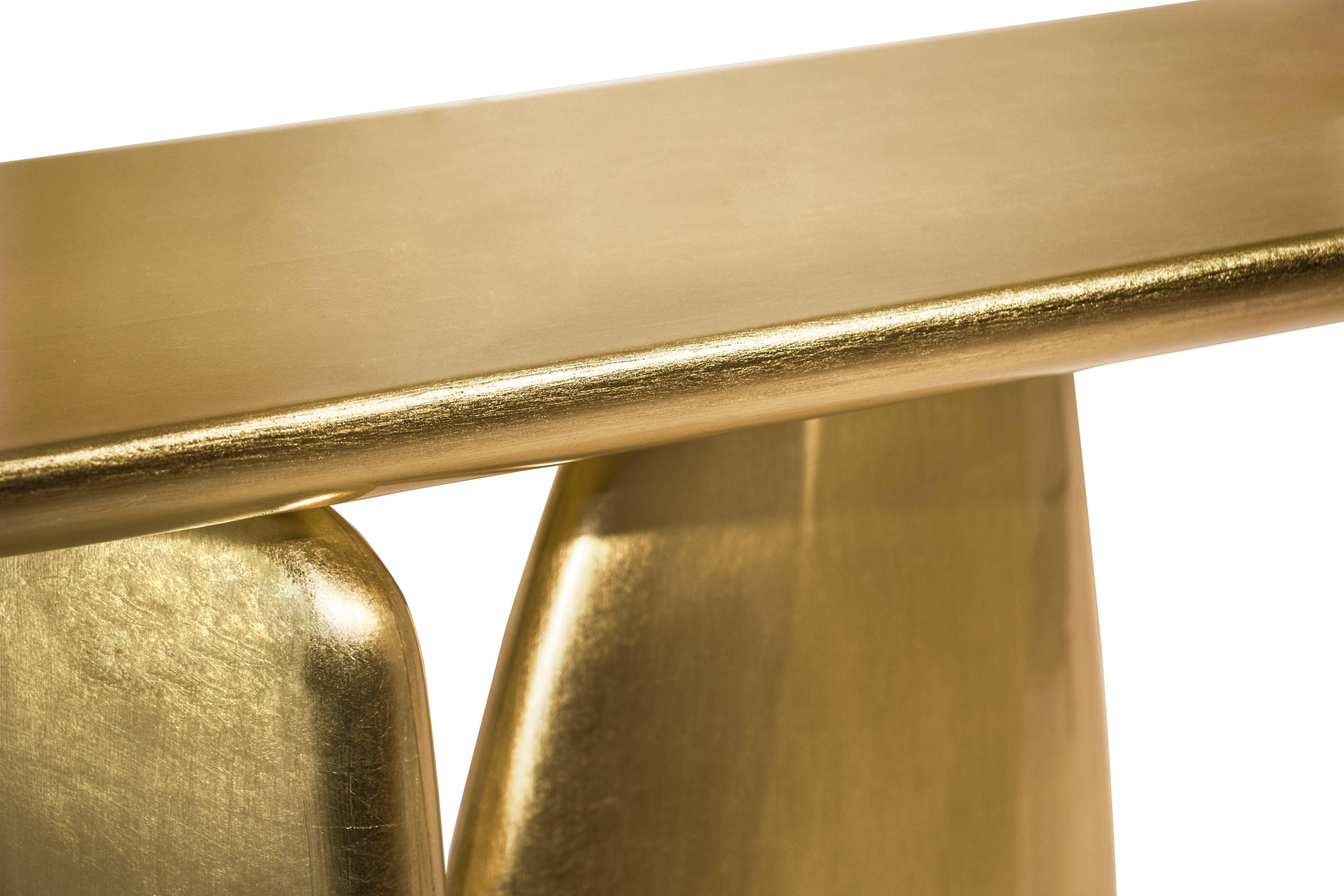 Ardara Gold Leaf Organic Modern Console by Brabbu from Europe For Sale ...