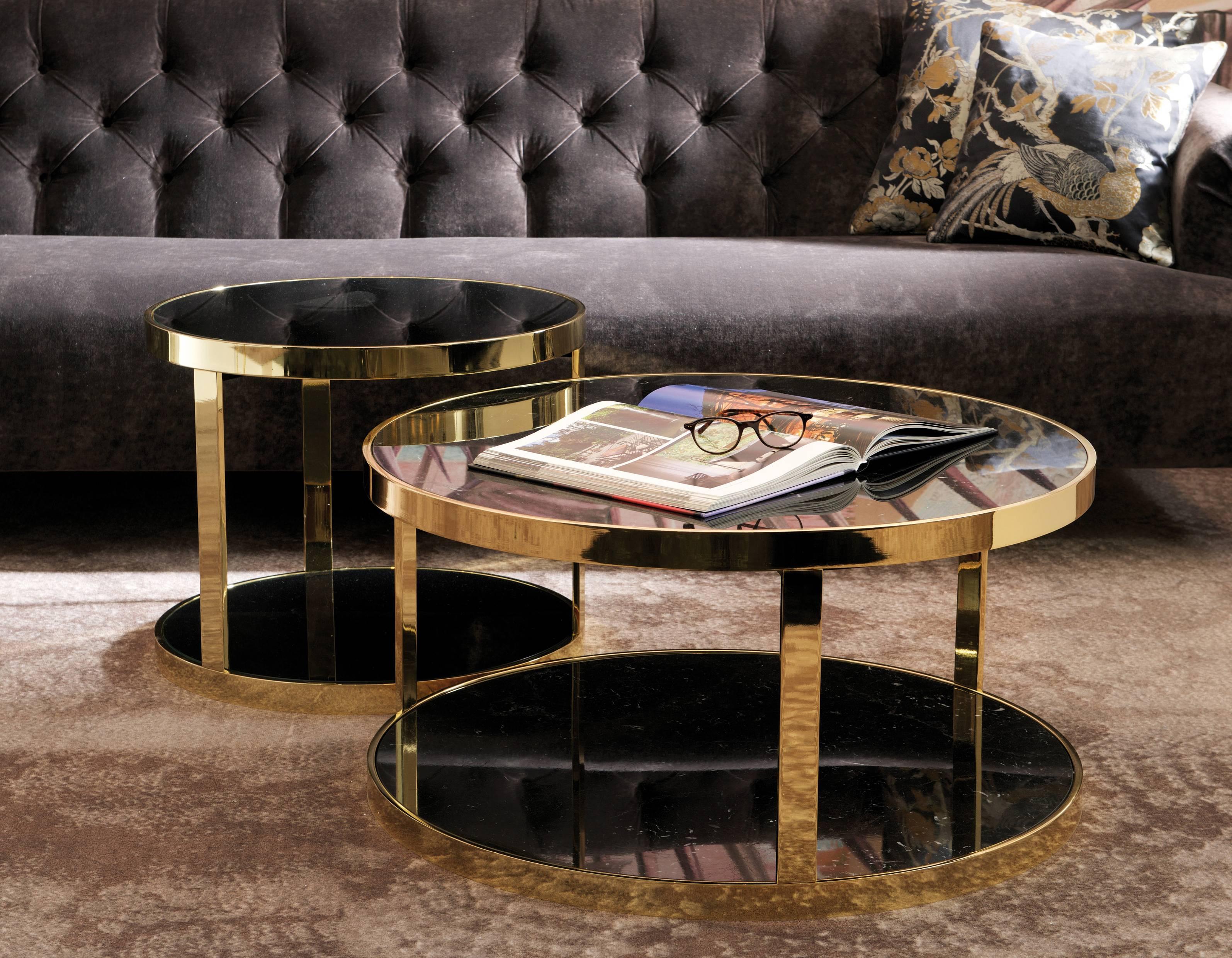 Lacquered Dom Edizioni Luigi Round Marble or Glass, Metal Coffee, Cocktail or Side Tables For Sale