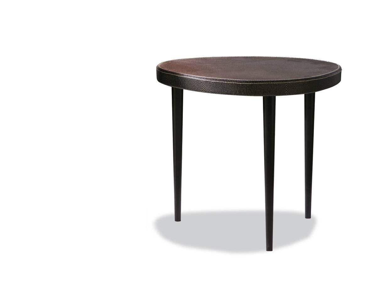 Modern Set of Two Italian Dom Edizioni Moon and Mars Galuchat Leather Side Tables For Sale