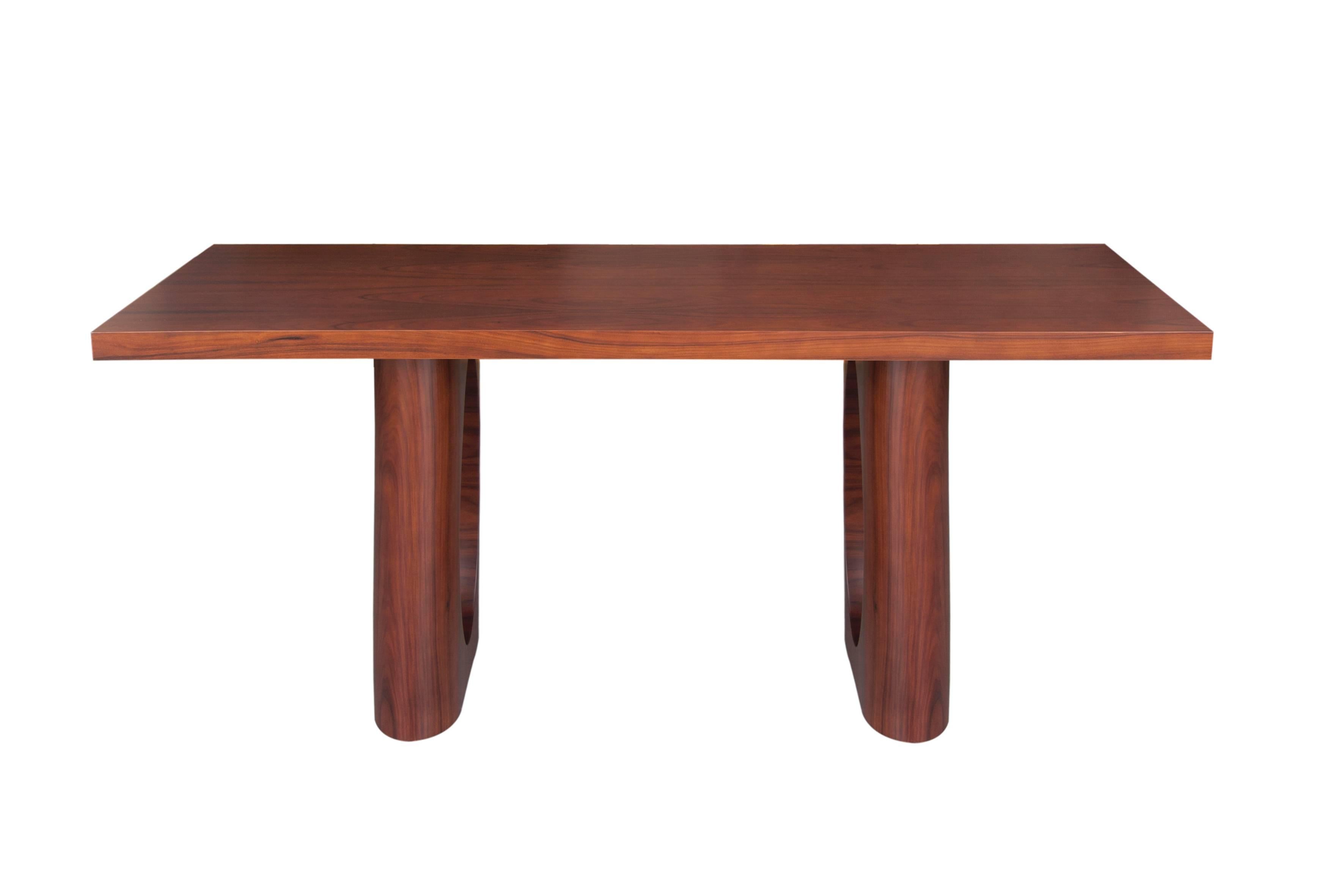 French Large Walnut or Oak Wood or Lacquer Rectangular Modern Dining Table from France For Sale
