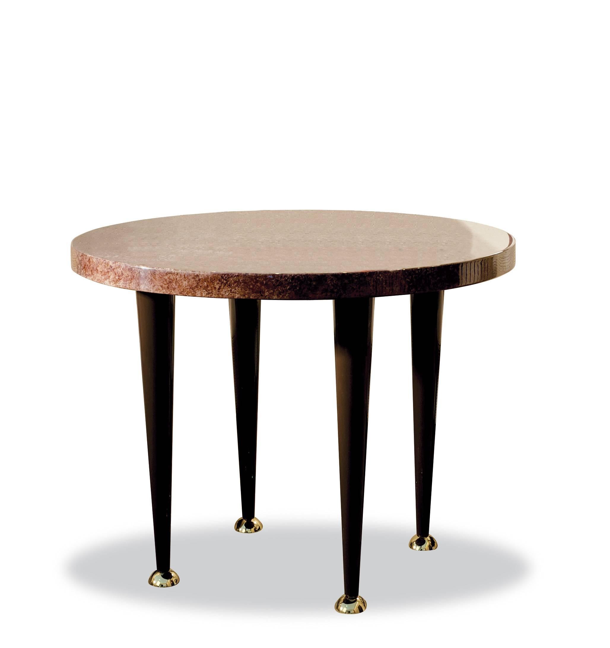 Contemporary Dom Edizioni Modern Italian Marble and Brass Gueridon Vedome Side or End Table For Sale