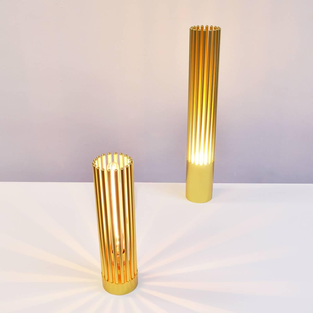 British Pair of European Modern Art Deco Inspired Large Gold Table Lamps For Sale