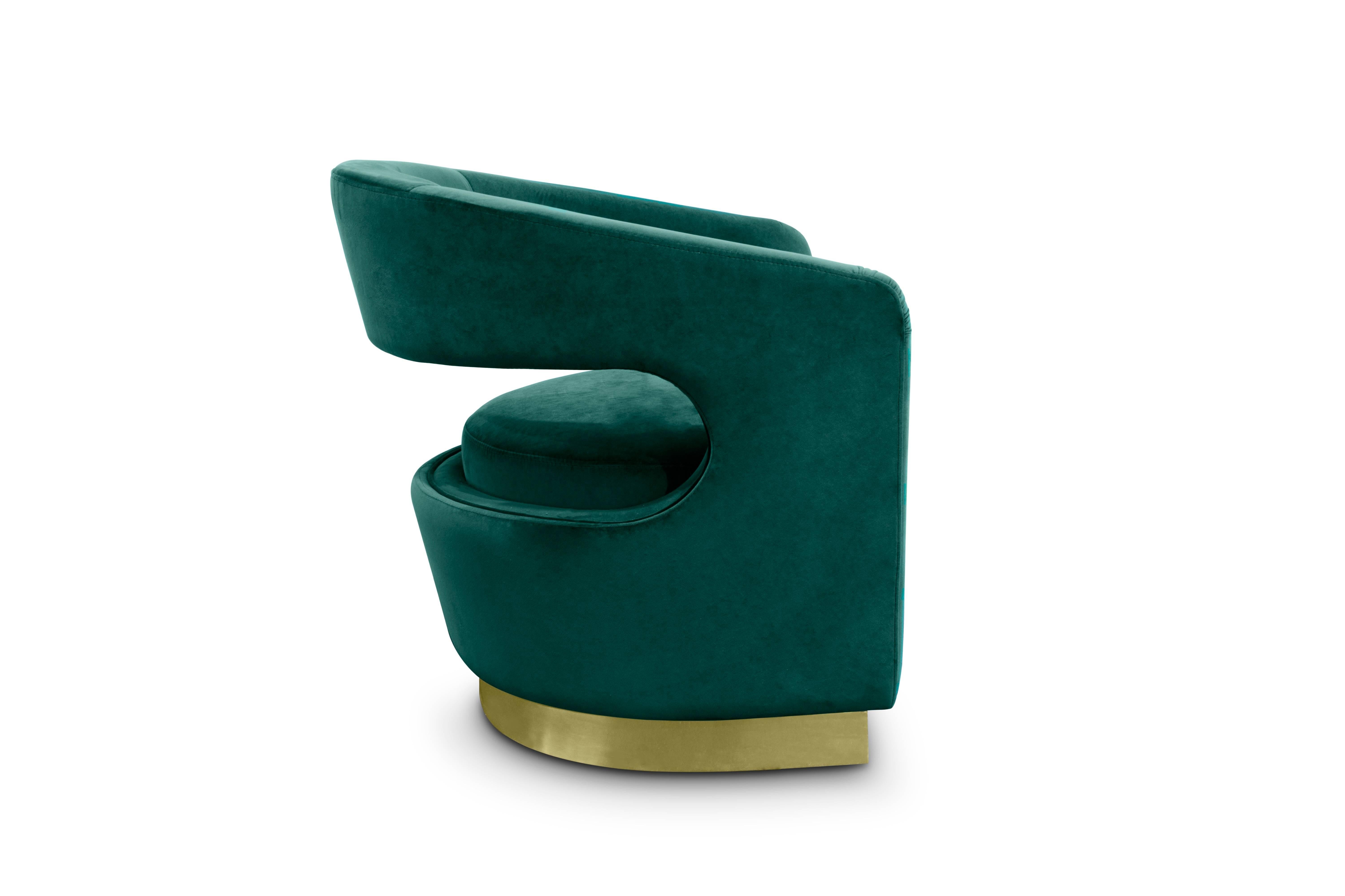 Portuguese Mid-Century Modern Style Sculptural Retro Brass Ellen Armchair For Sale