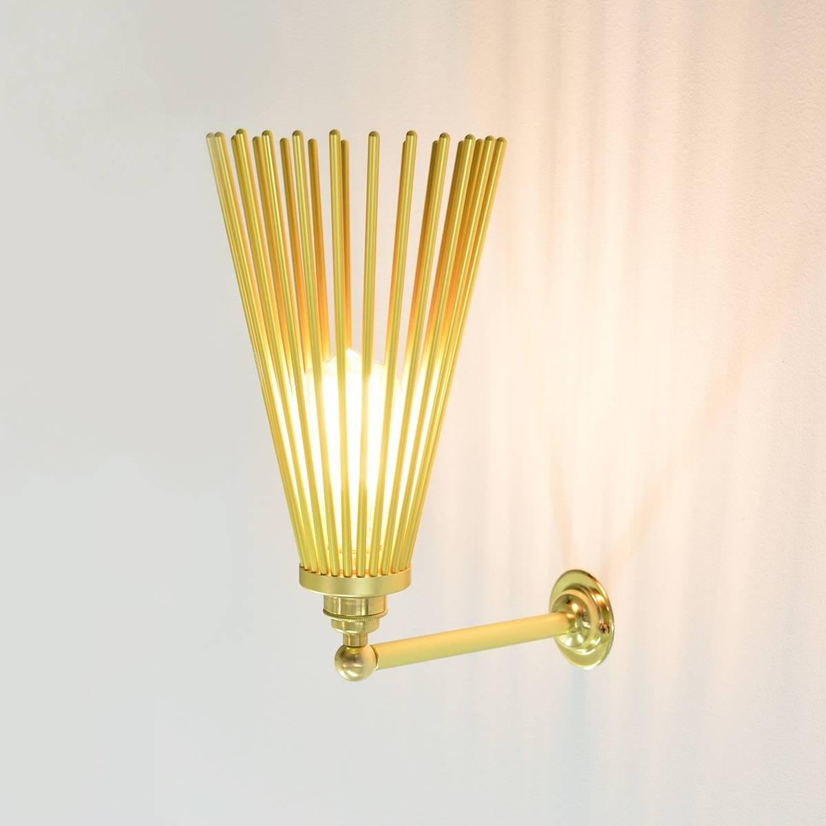 Polished Pair of European Modern Aluminium Brass Wall Light Sconces For Sale