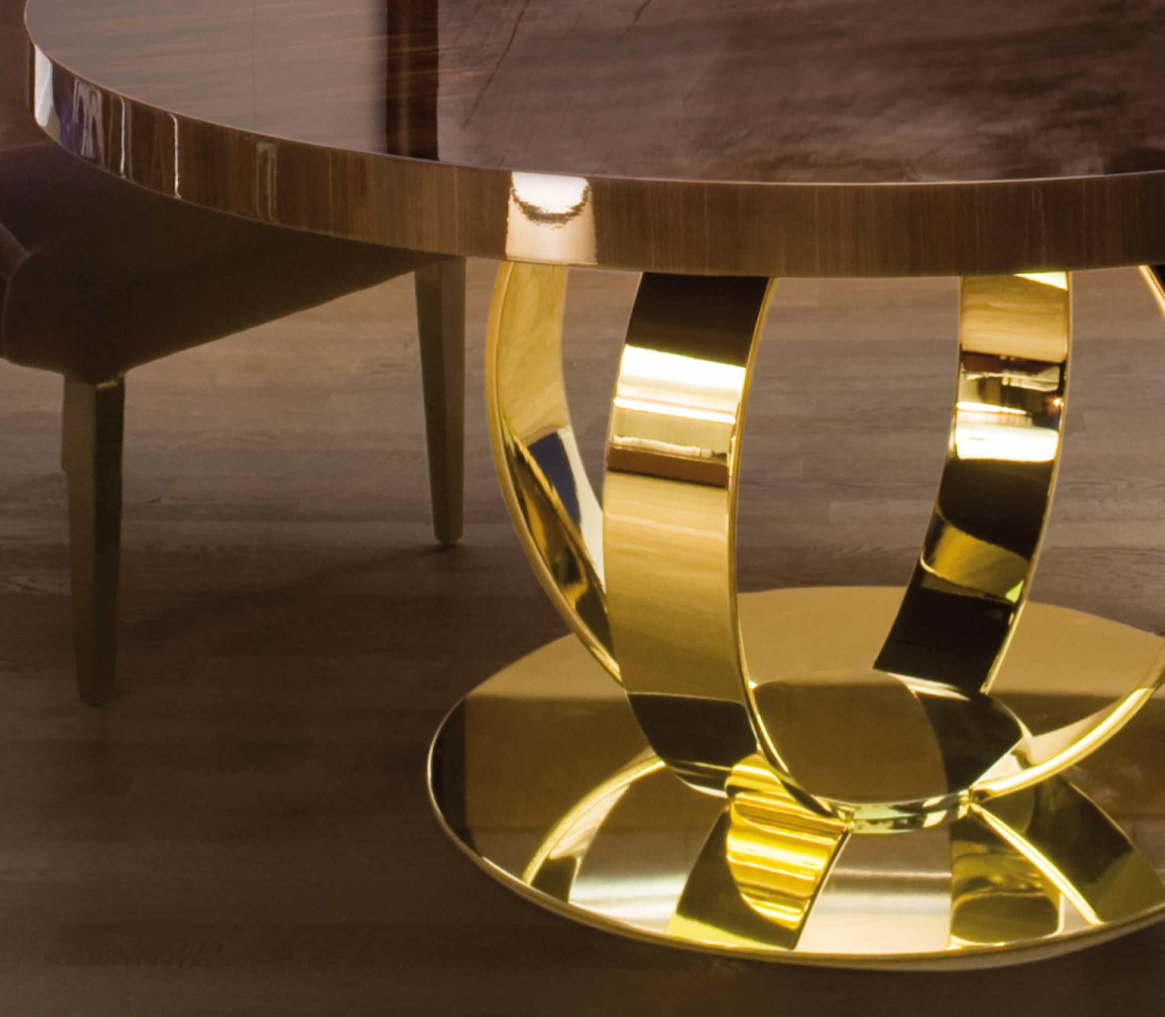 brass and wood dining table