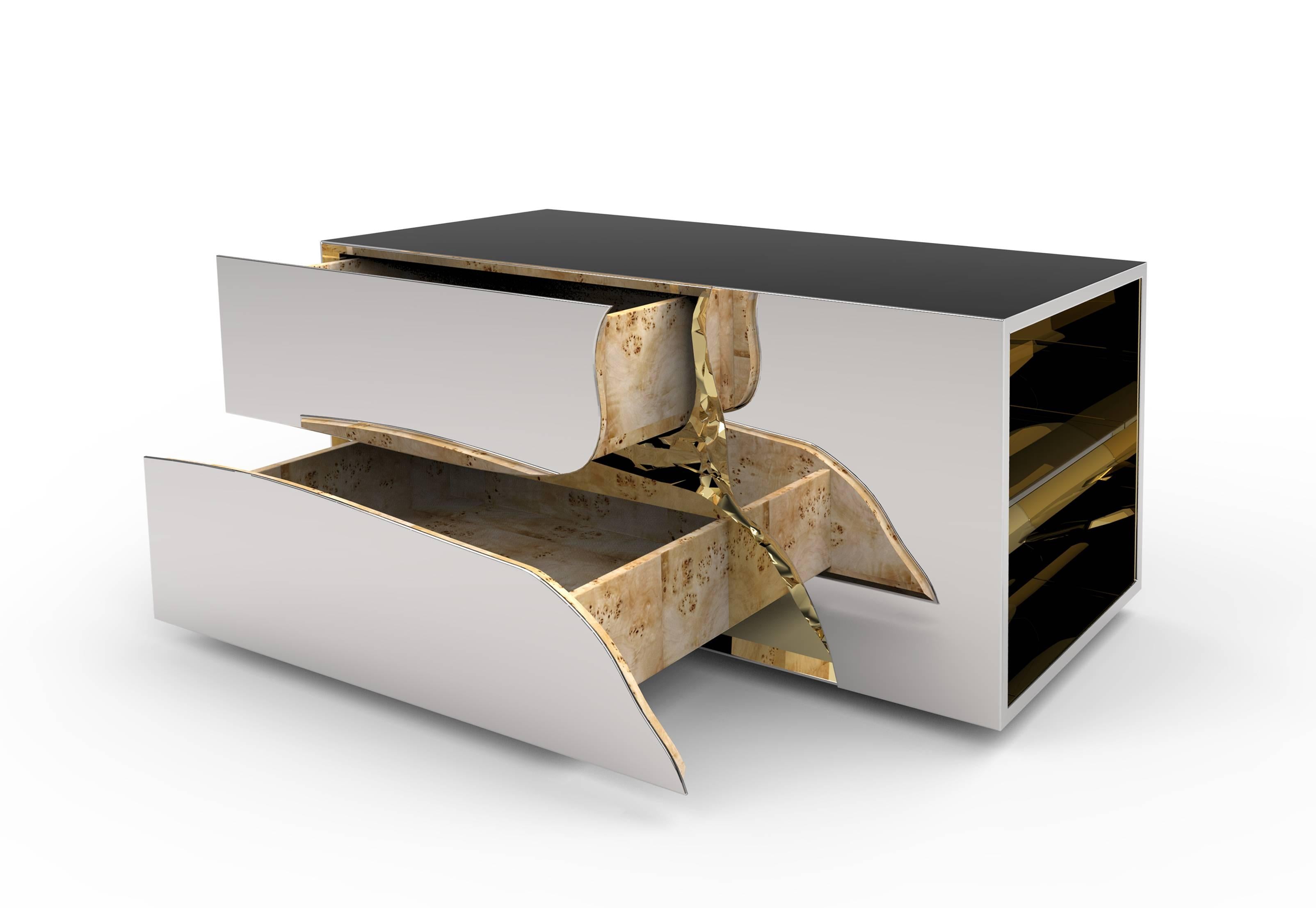 Modern European Mirrored and Brass Lapiaz Coffee Table by Boco Do Lobo In Excellent Condition In Sydney, NSW