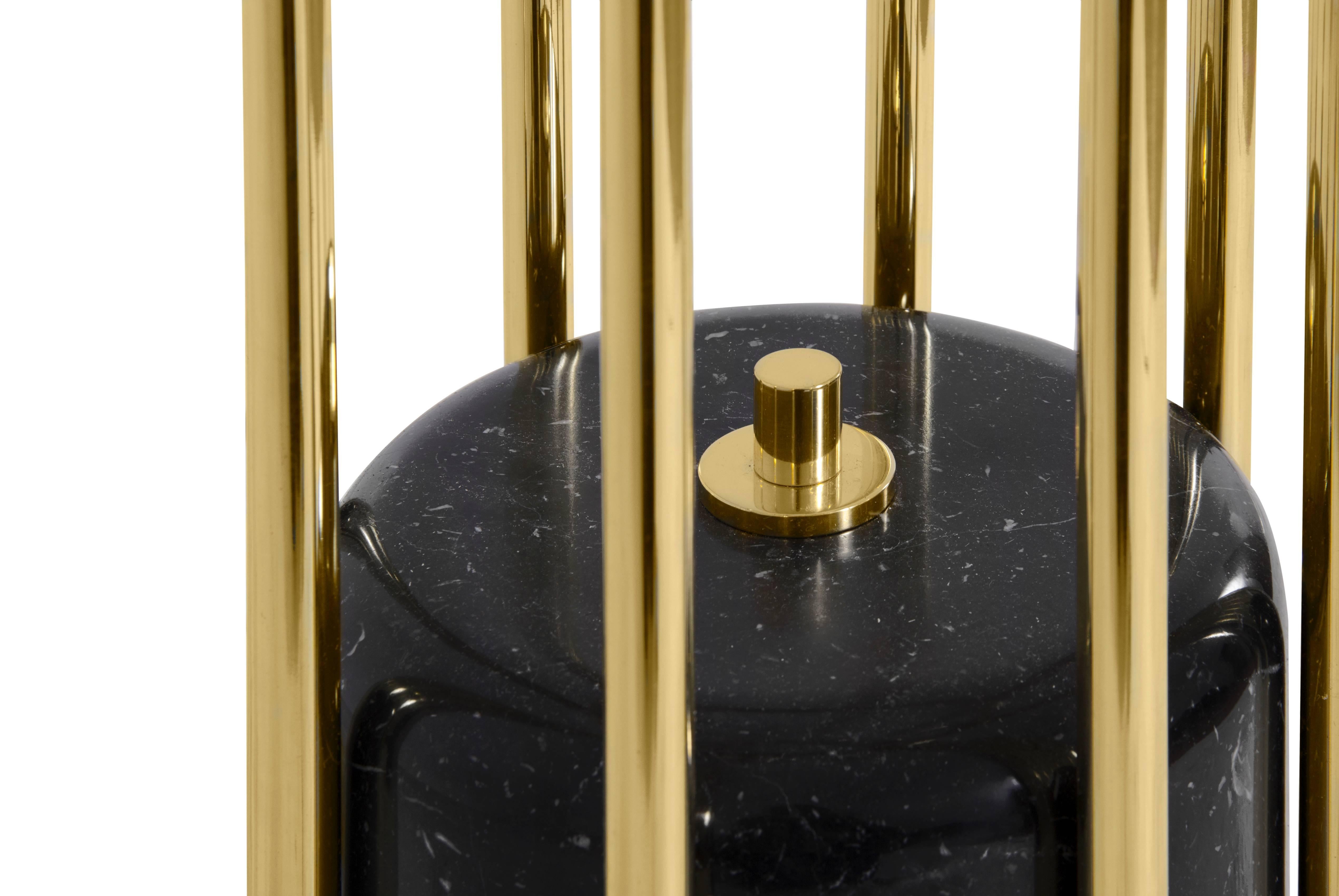 Art Deco Huge Contemporary Gold, Brass and Marble Niku Floor Lamp by Brabbu from Europe For Sale