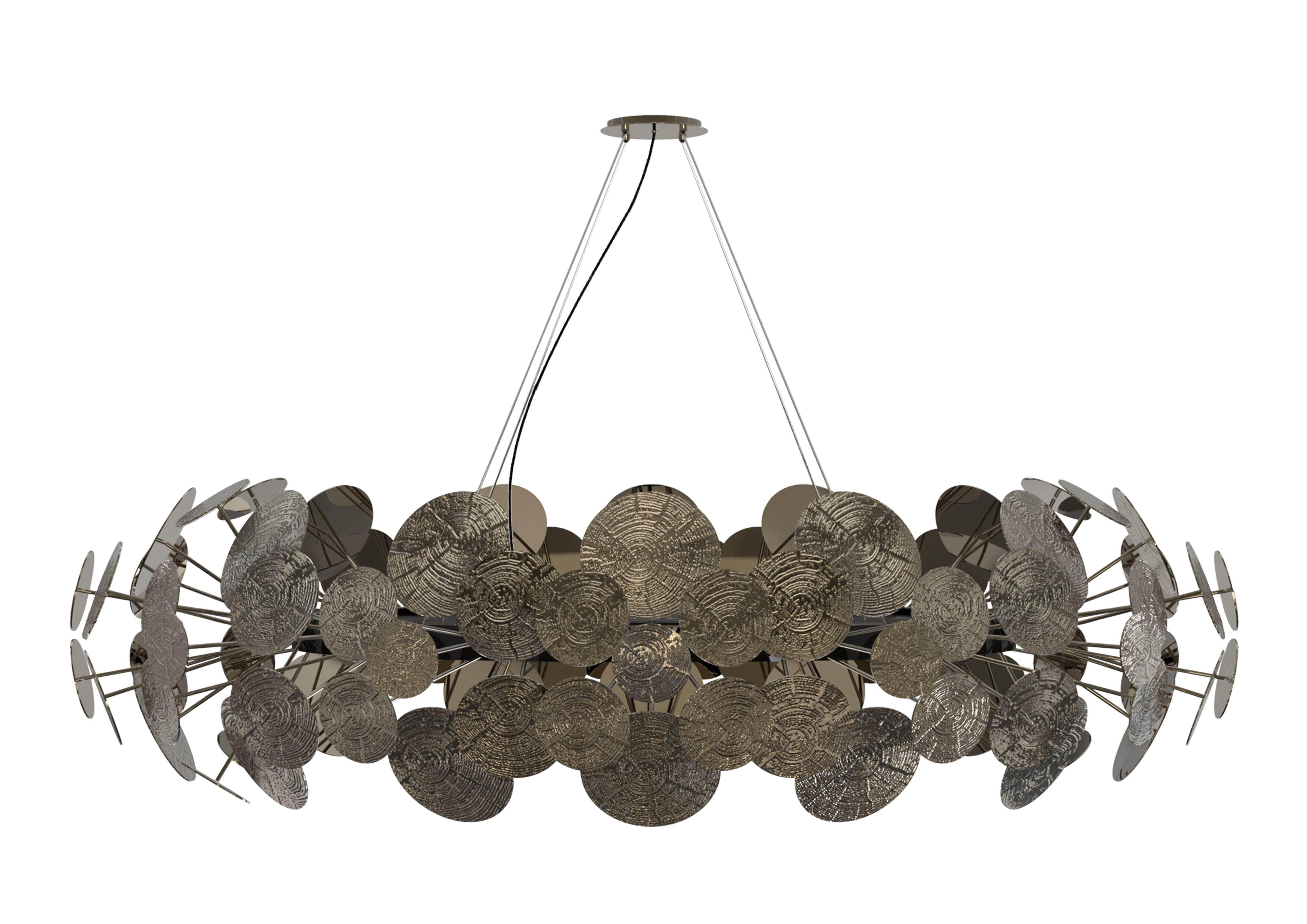 Aluminum Large circular Modern Gold-Plated Newton Chandelier by Boca Do Lobo from Europe For Sale
