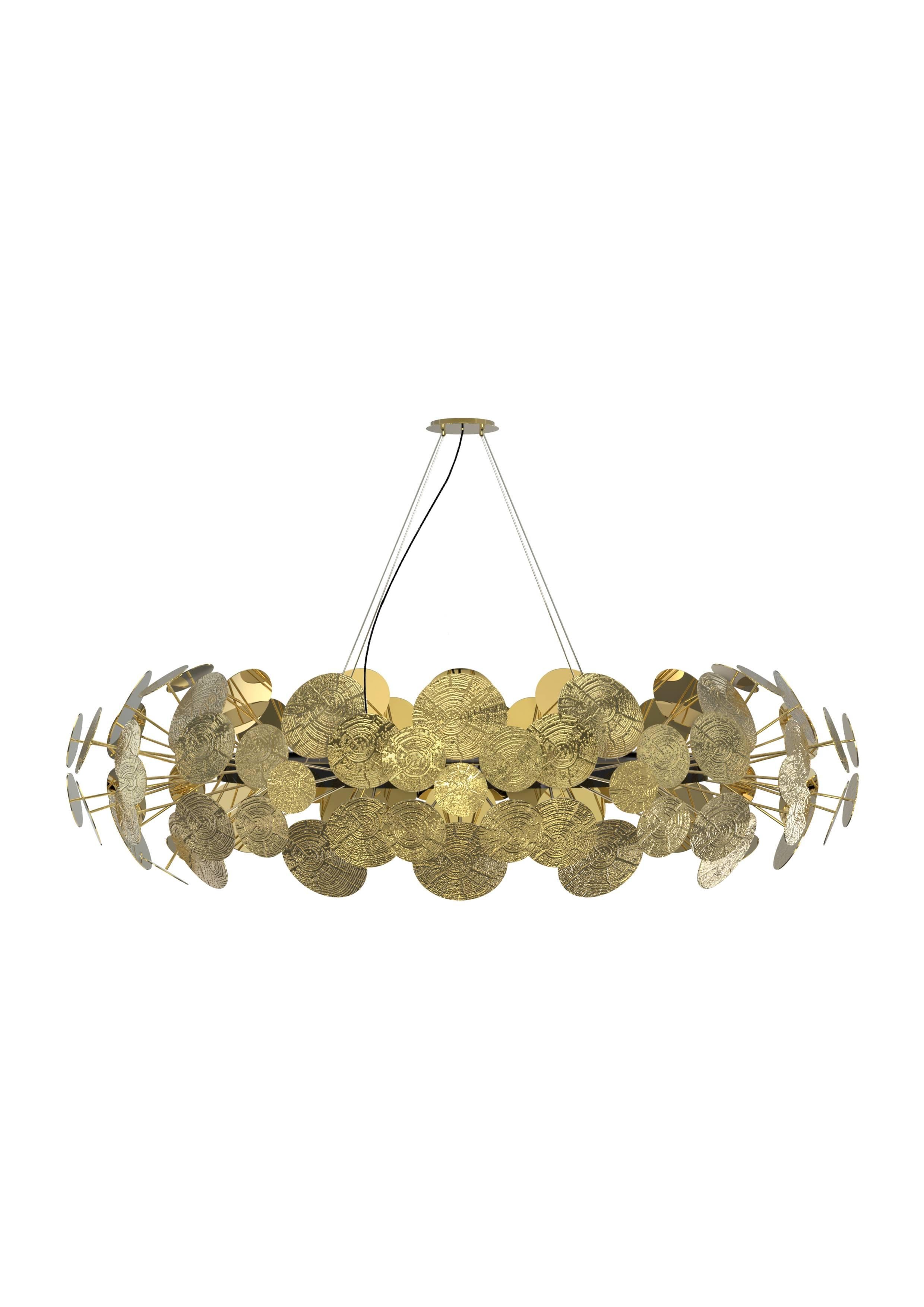 Contemporary Large circular Modern Gold-Plated Newton Chandelier by Boca Do Lobo from Europe For Sale