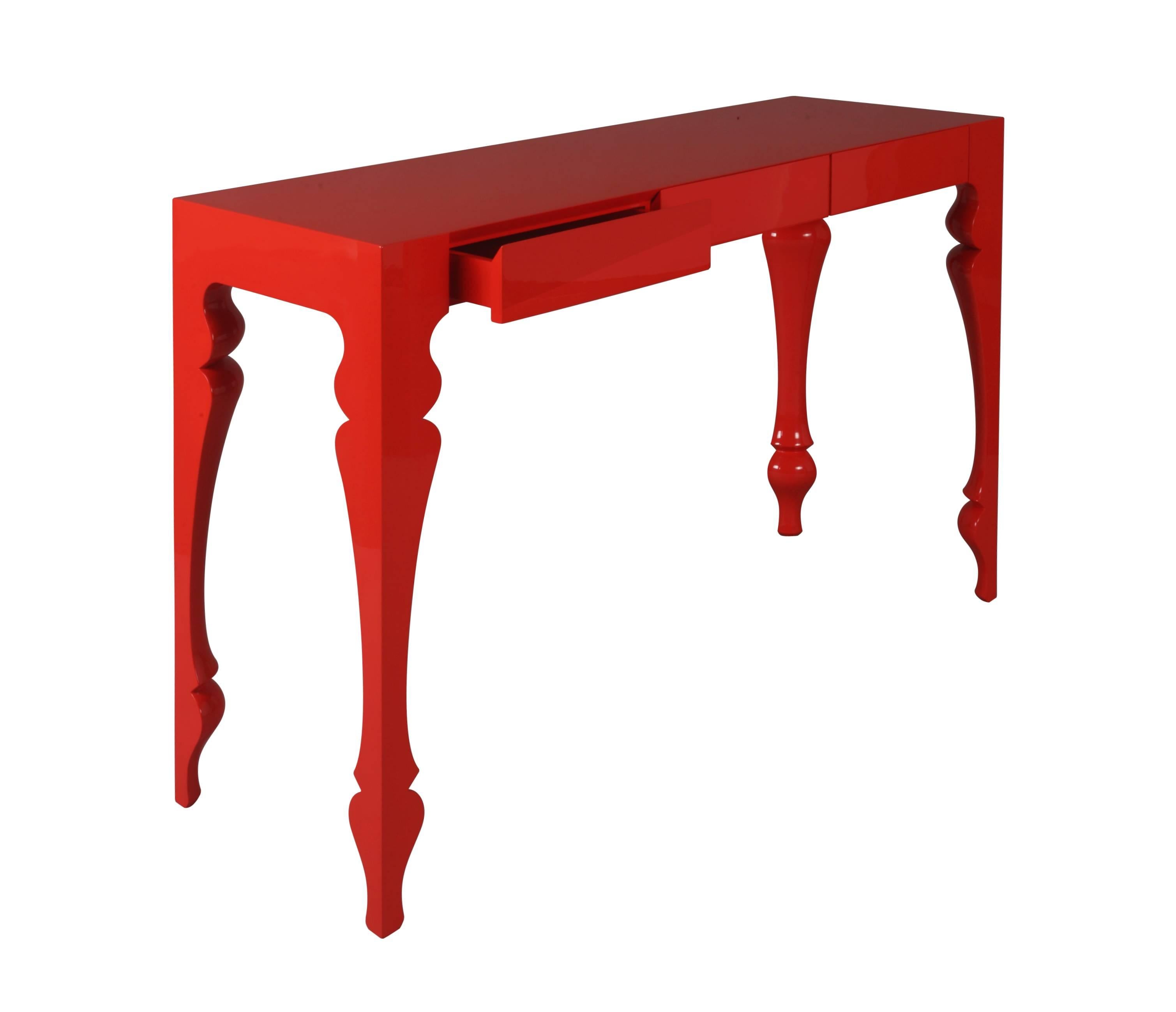  Modern European Baroque-Inspired Three-Drawer lacquered Louis Console In Excellent Condition In Sydney, NSW
