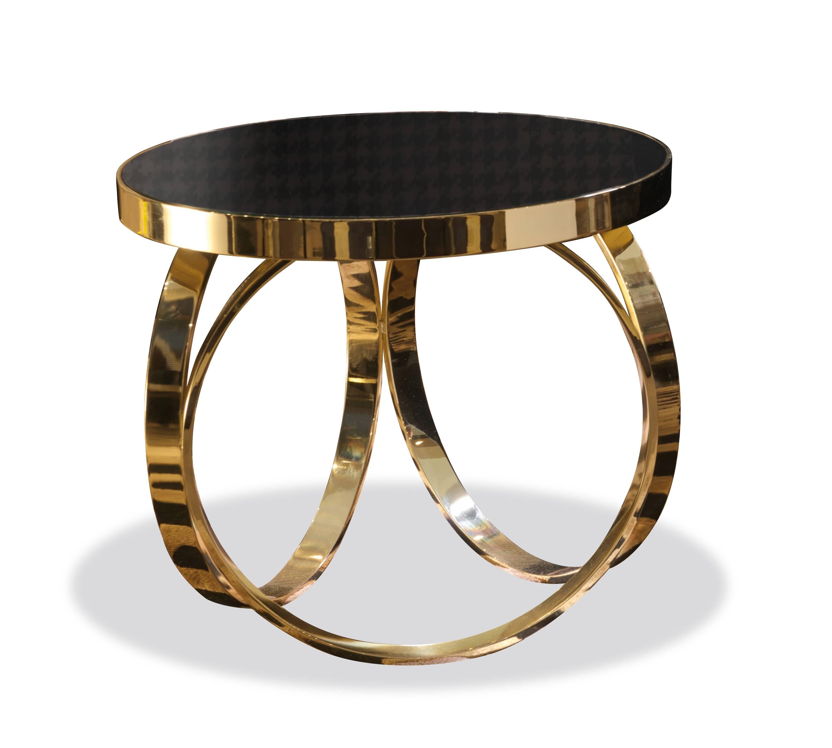 Italian modern Ottoline Brass lacquer Side or Small Dining Table by Dom Edizioni For Sale 1