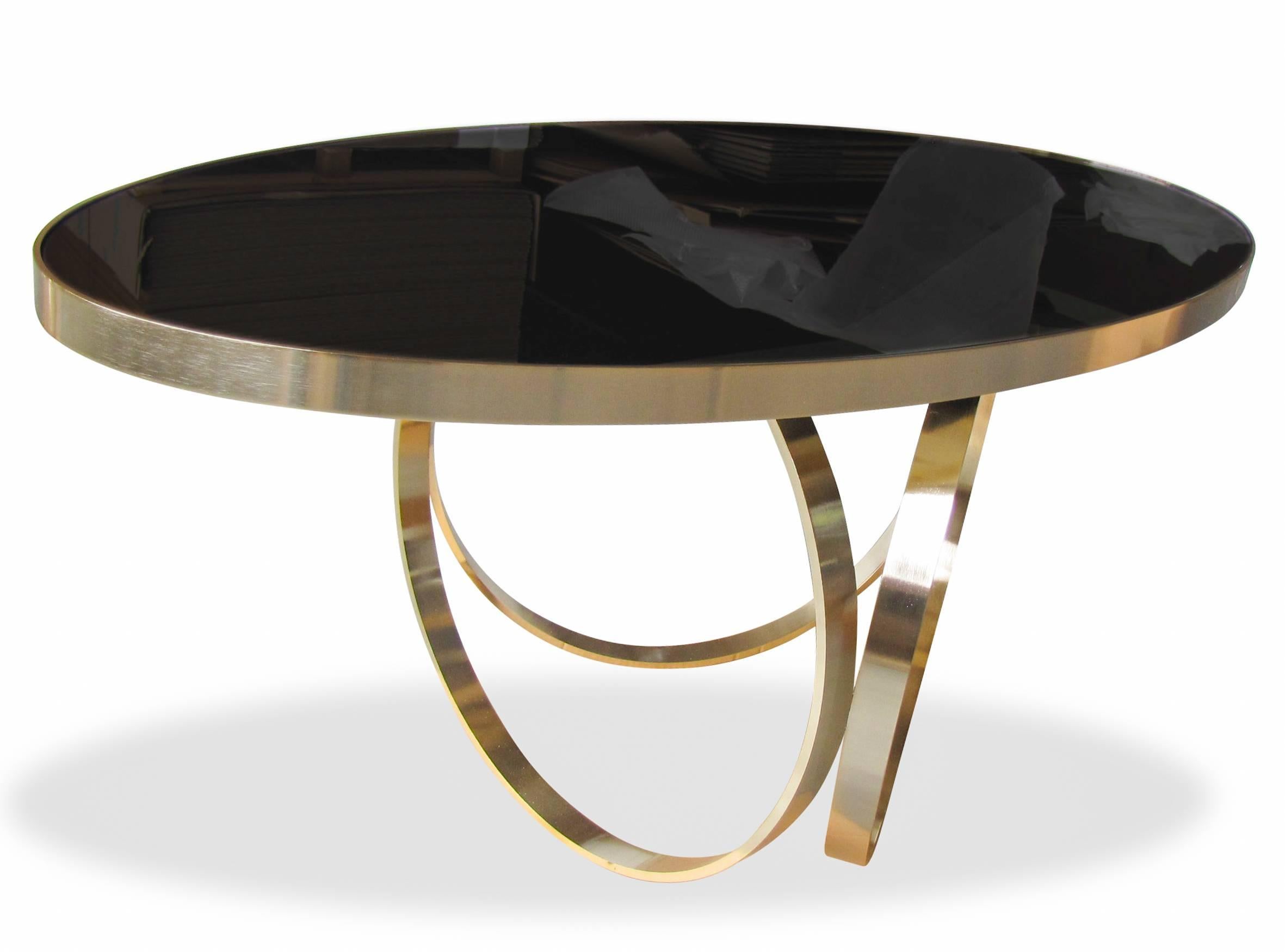 Italian modern Ottoline Brass lacquer Side or Small Dining Table by Dom Edizioni For Sale 2