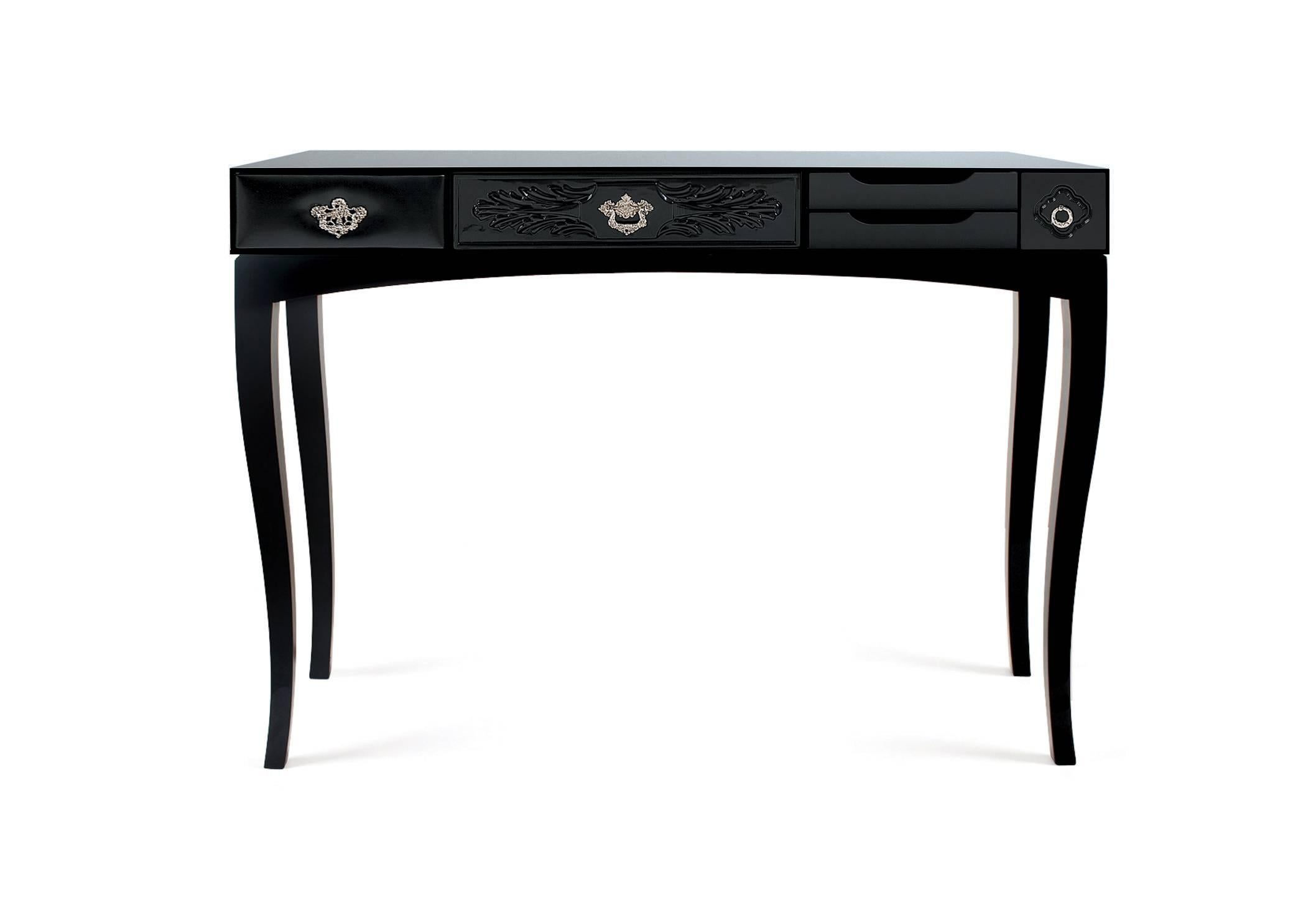 Portuguese European Modern Five-Drawer Wood, Glass, Lacquered Soho Console by Boca Do Lobo For Sale