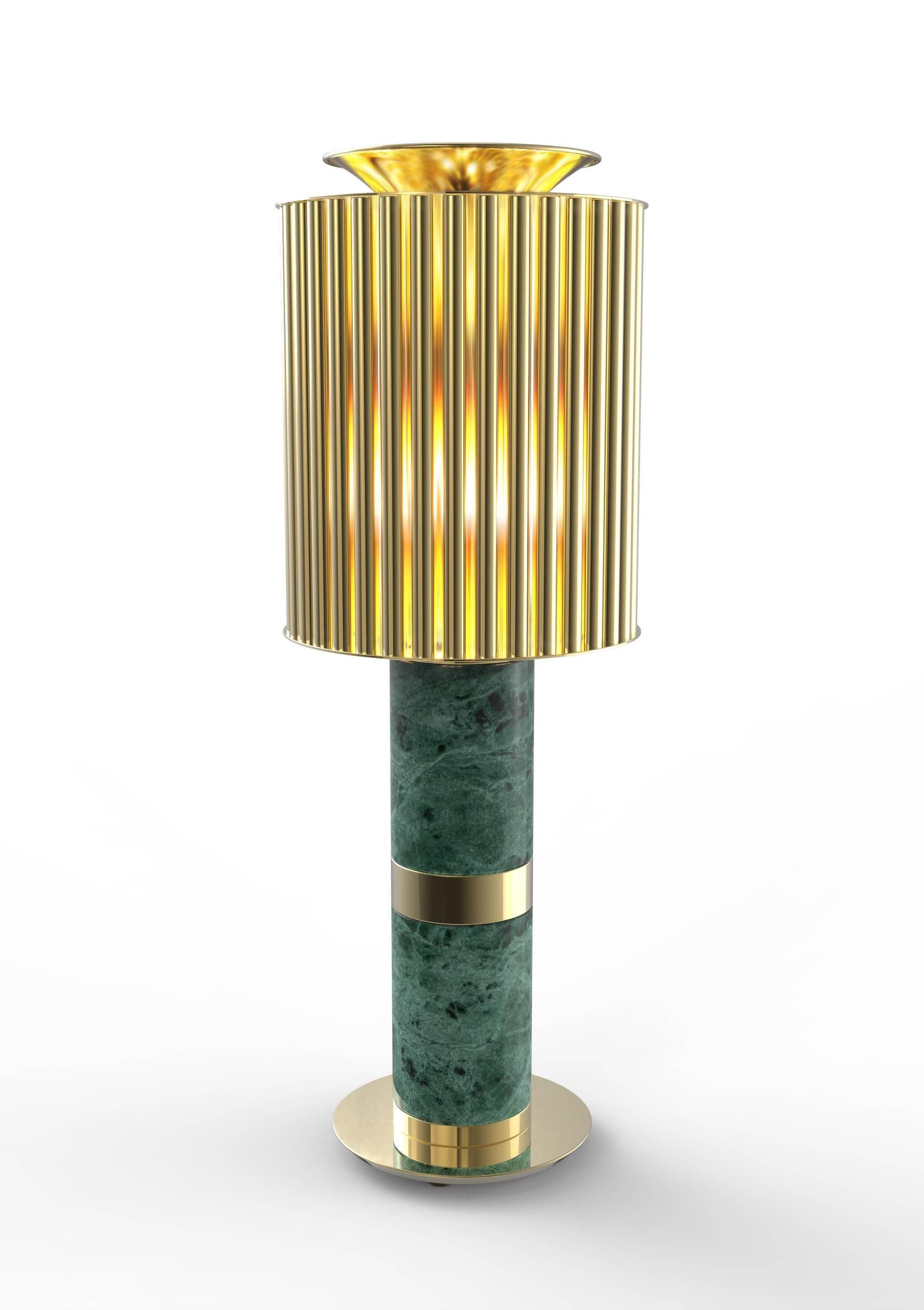 Pair of European Mid-Century Modern Donna Gold, Brass and Marble Table Lamps For Sale 4