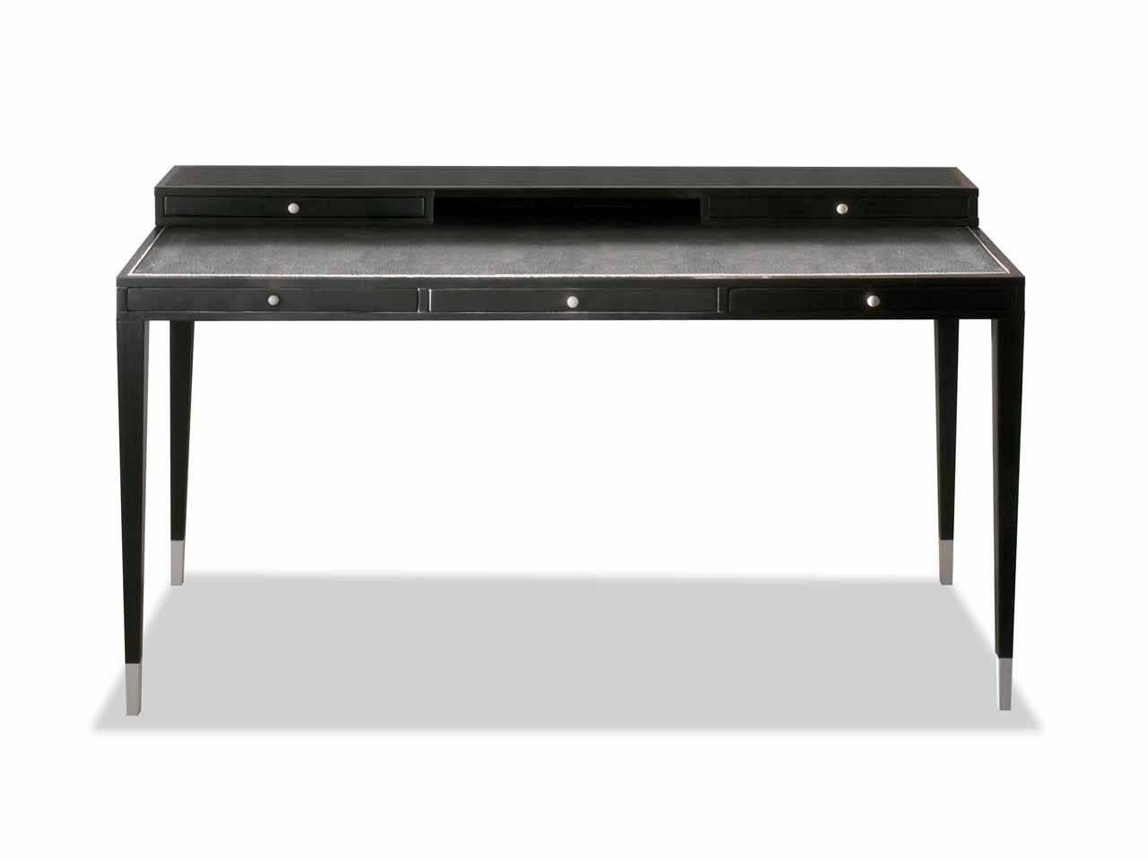 Veneer Italian Modern Five-Drawer Victoria Ebony Wood Lacquer Desk by Dom Edizioni For Sale