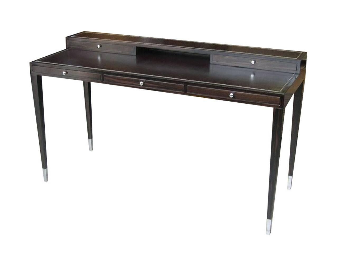 Italian Modern Five-Drawer Victoria Ebony Wood Lacquer Desk by Dom Edizioni For Sale 1