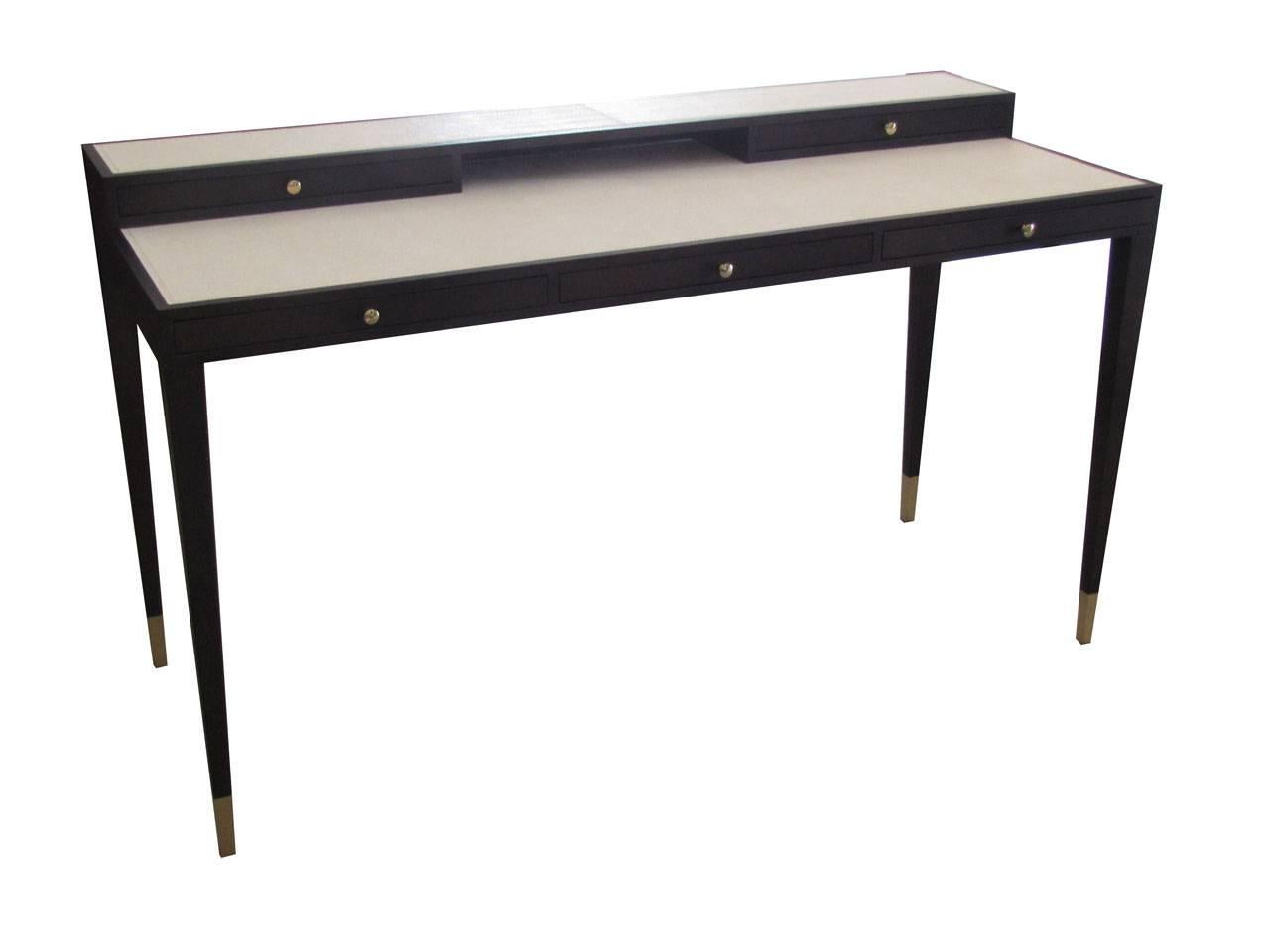 Italian Modern Five-Drawer Victoria Ebony Wood Lacquer Desk by Dom Edizioni For Sale 2