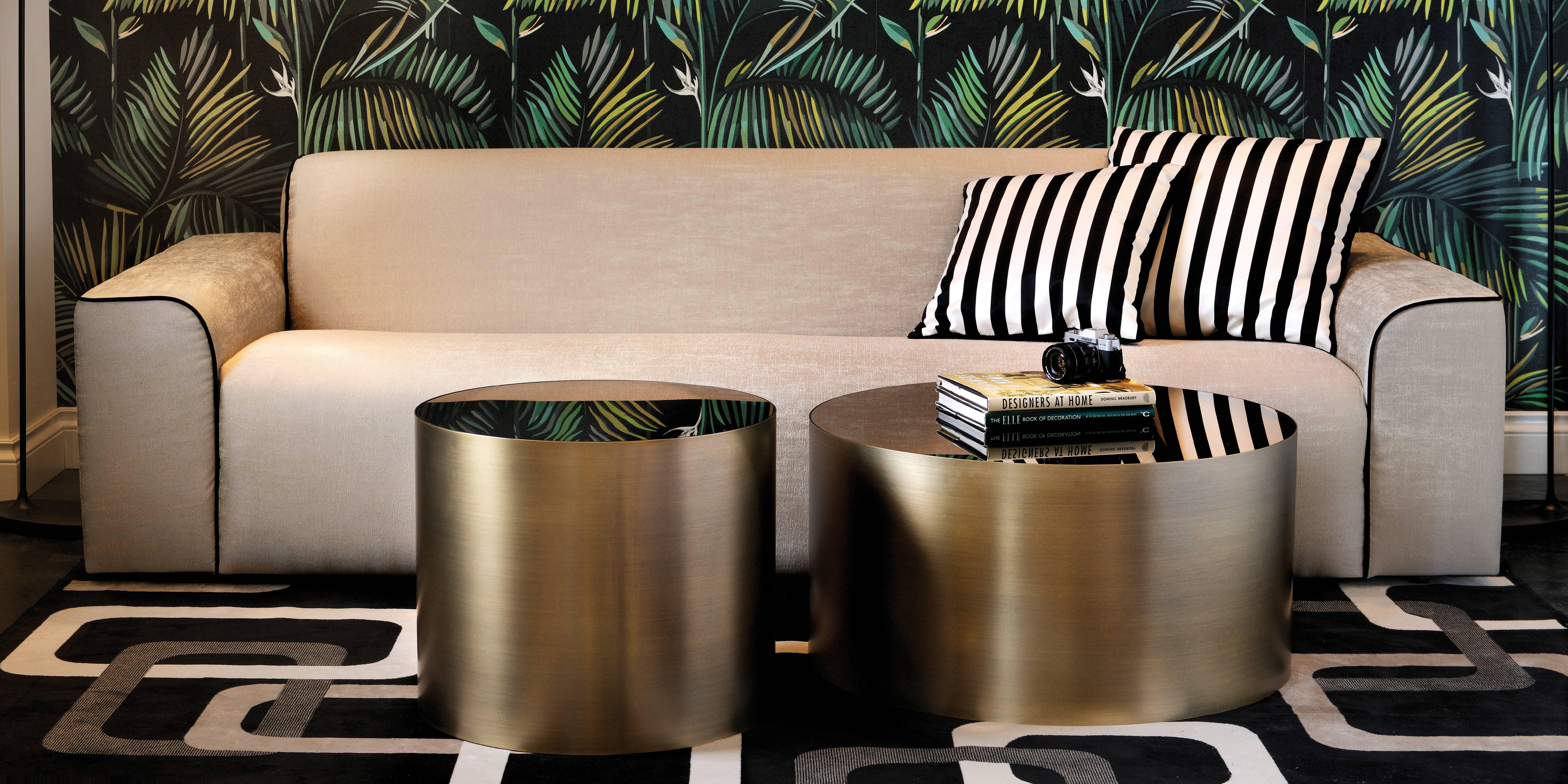 Italian modern Dom Edizioni Metal and marble round Sasha Coffee and side Tables For Sale 1