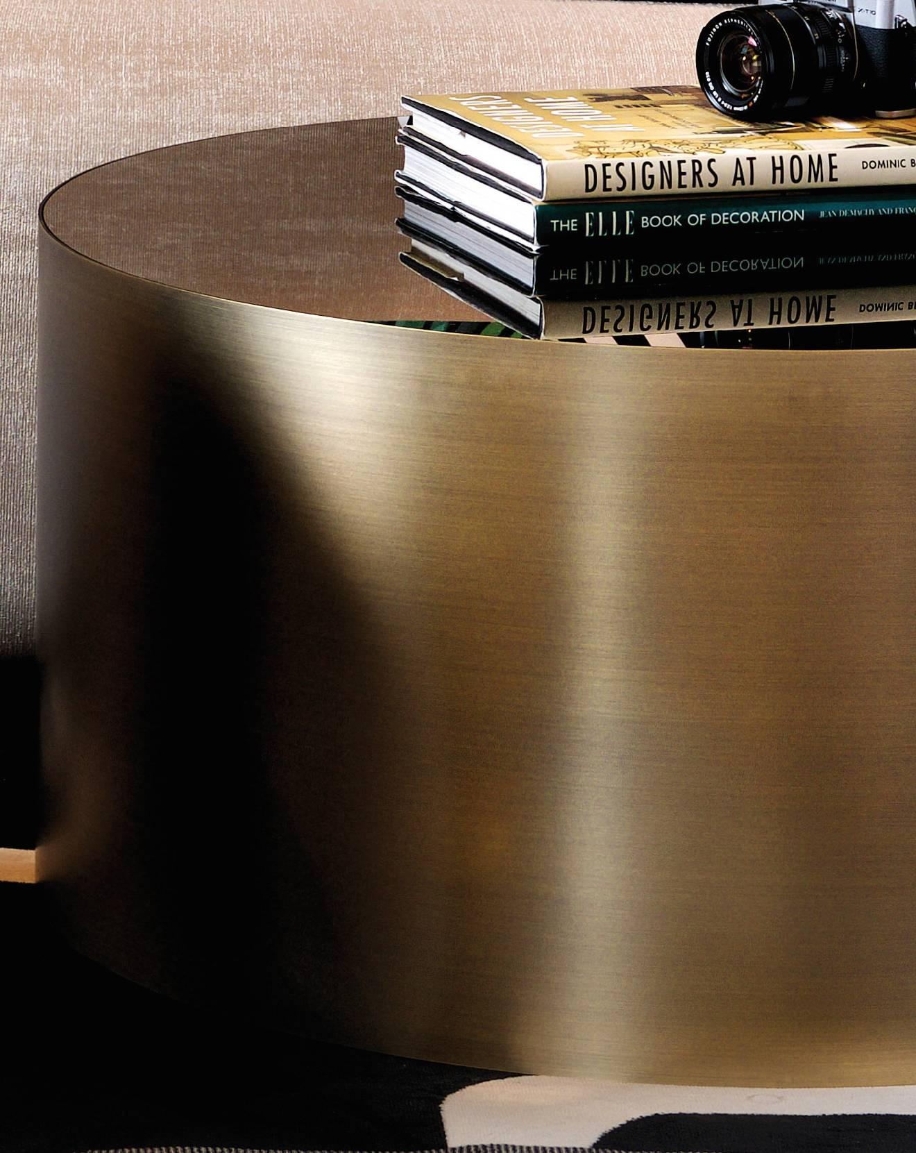 Contemporary Italian modern Dom Edizioni Metal and marble round Sasha Coffee and side Tables For Sale