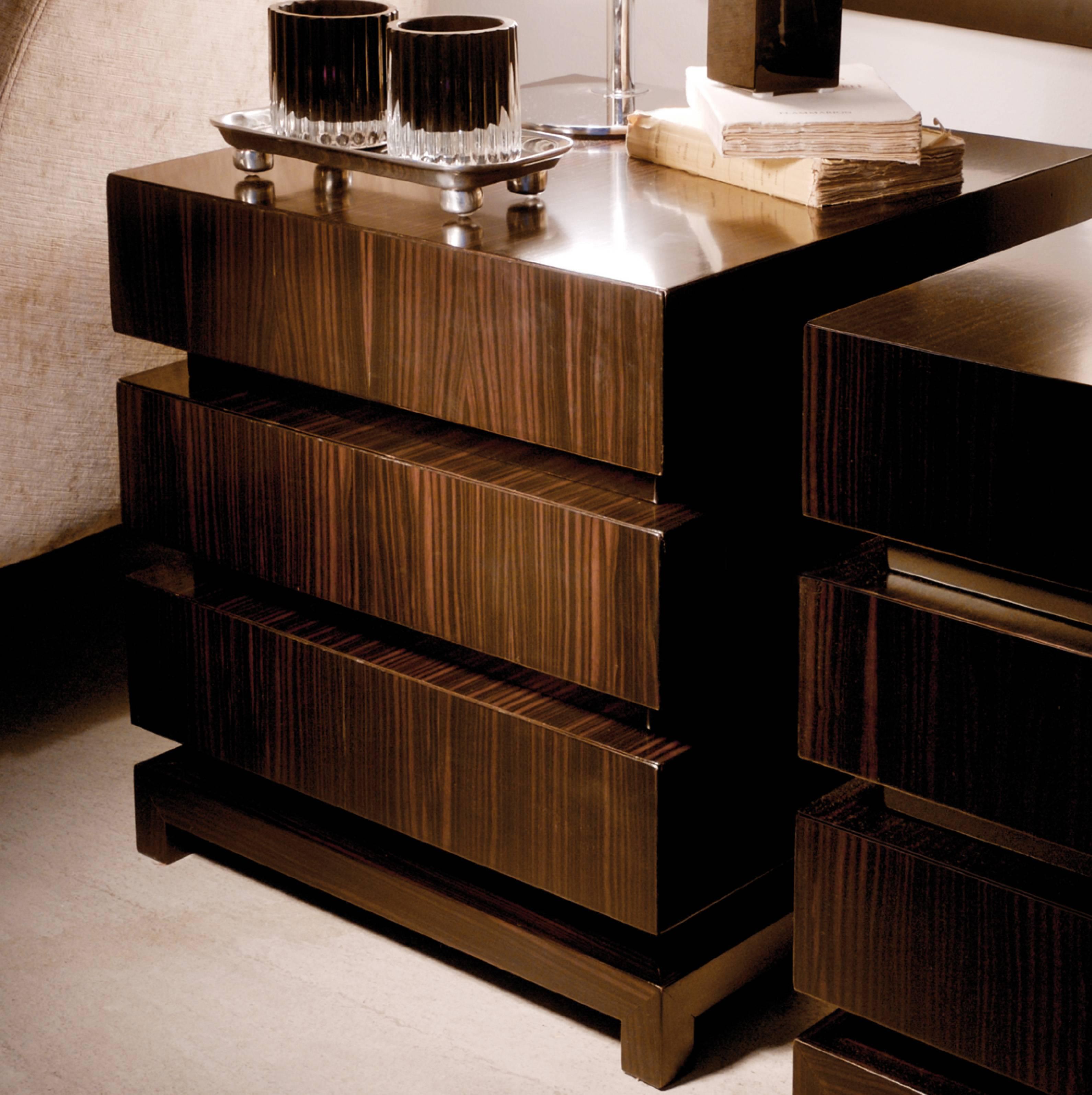 Contemporary Dom Edizioni Modern Italian Wood Makao Three or Four-drawer Bedside Table For Sale