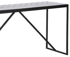 Modern Polished Black Marble and Black Metal Rectangular Console