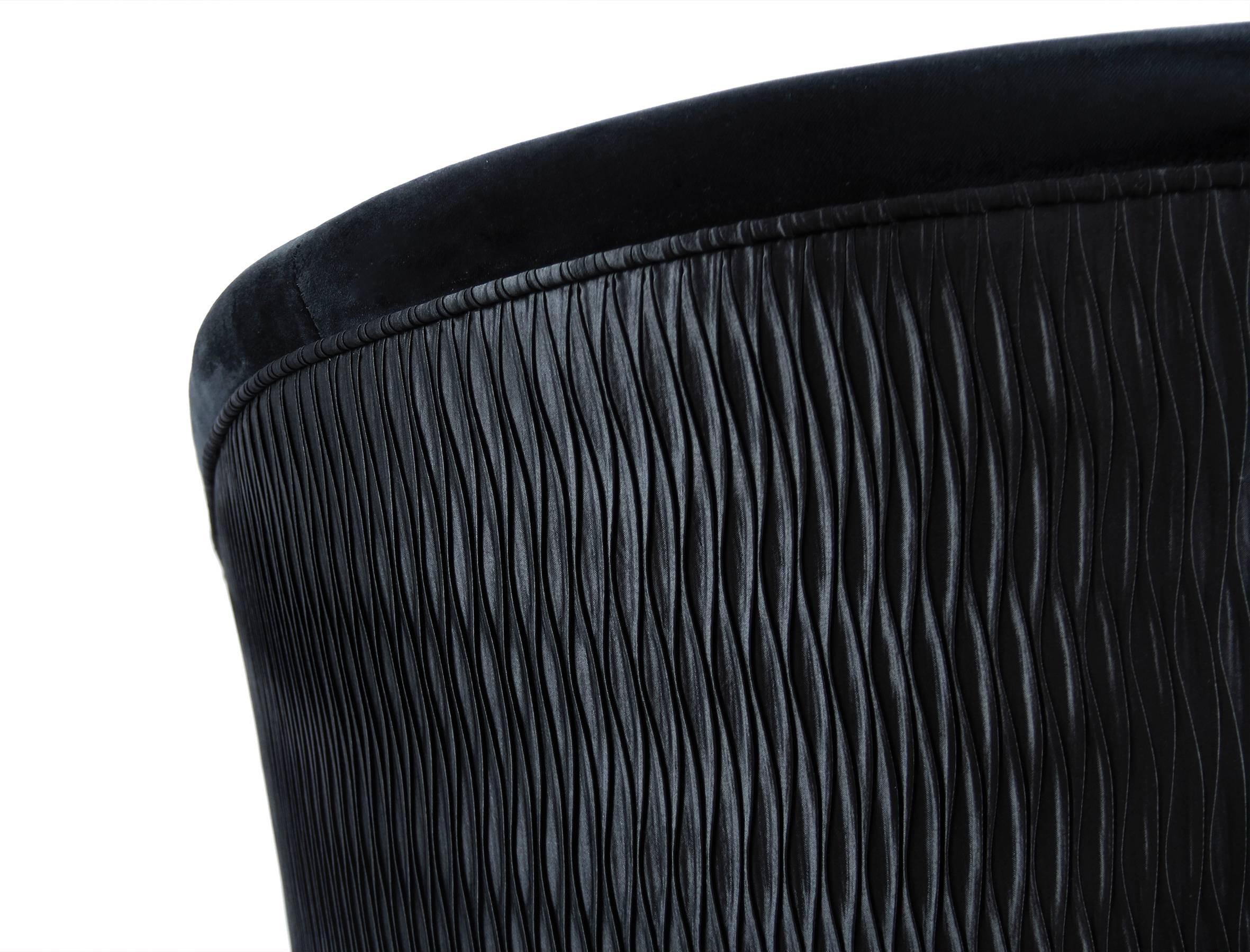 Upholstery Pair of European Modern Enigma Black Velvet Tub Armchairs by Koket For Sale