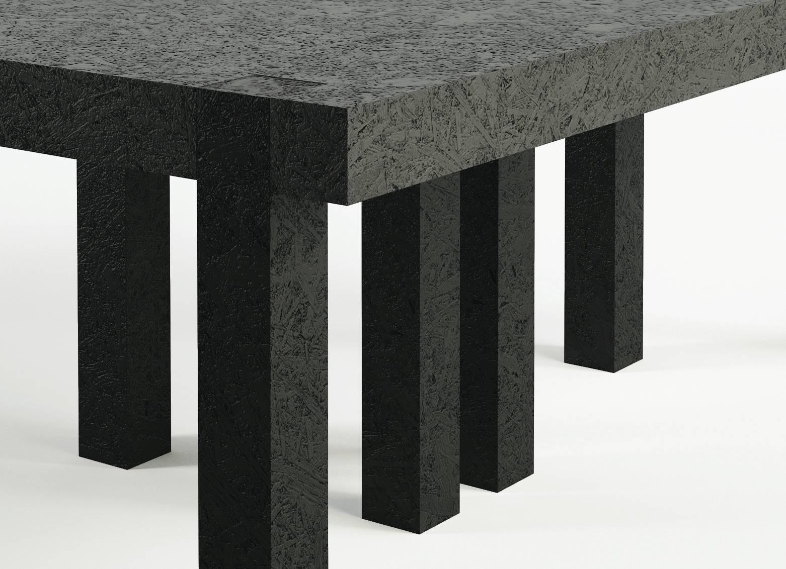 Contemporary Italian Modern Wood Irregular Leg Rectangular Dining Table For Sale