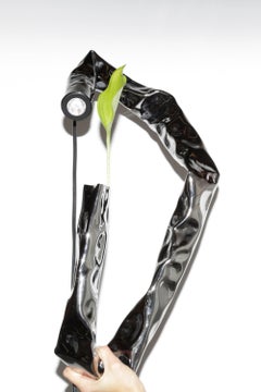 Contemporary Wall Lamp and Vase by Soft Baroque, Black Nickel-Plated Brass