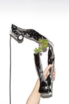 Lámpara de pared y jarrón contemporáneos de Soft Baroque, latón niquelado negro